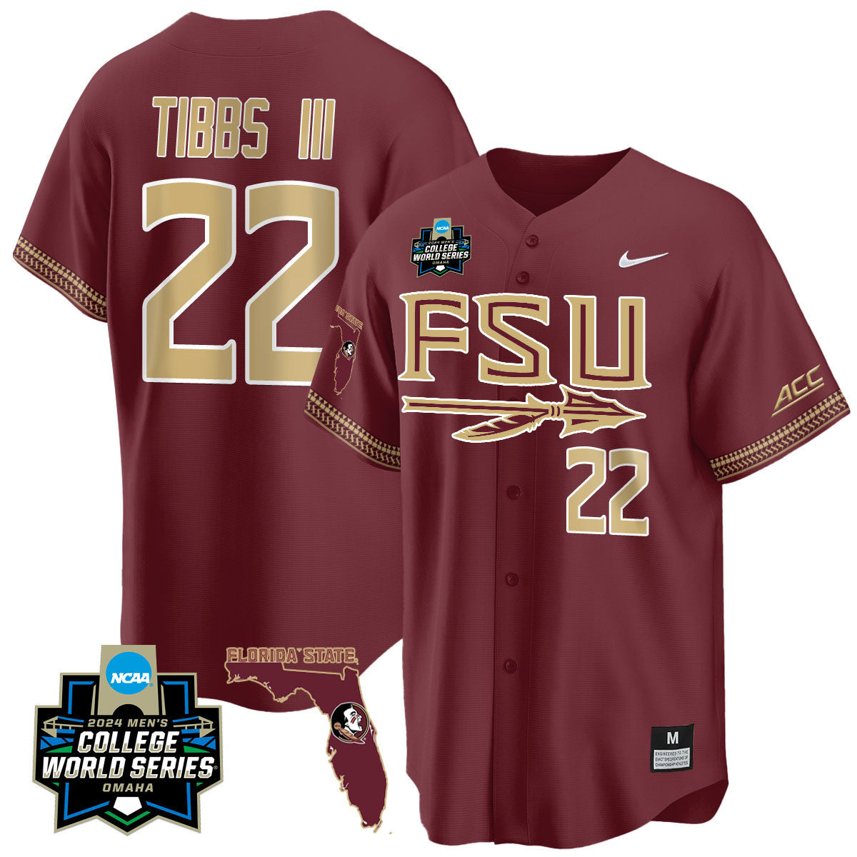 Men's Florida State Seminoles 2024 College World Series Vapor Premier Limited Jersey V2 - All Stitched