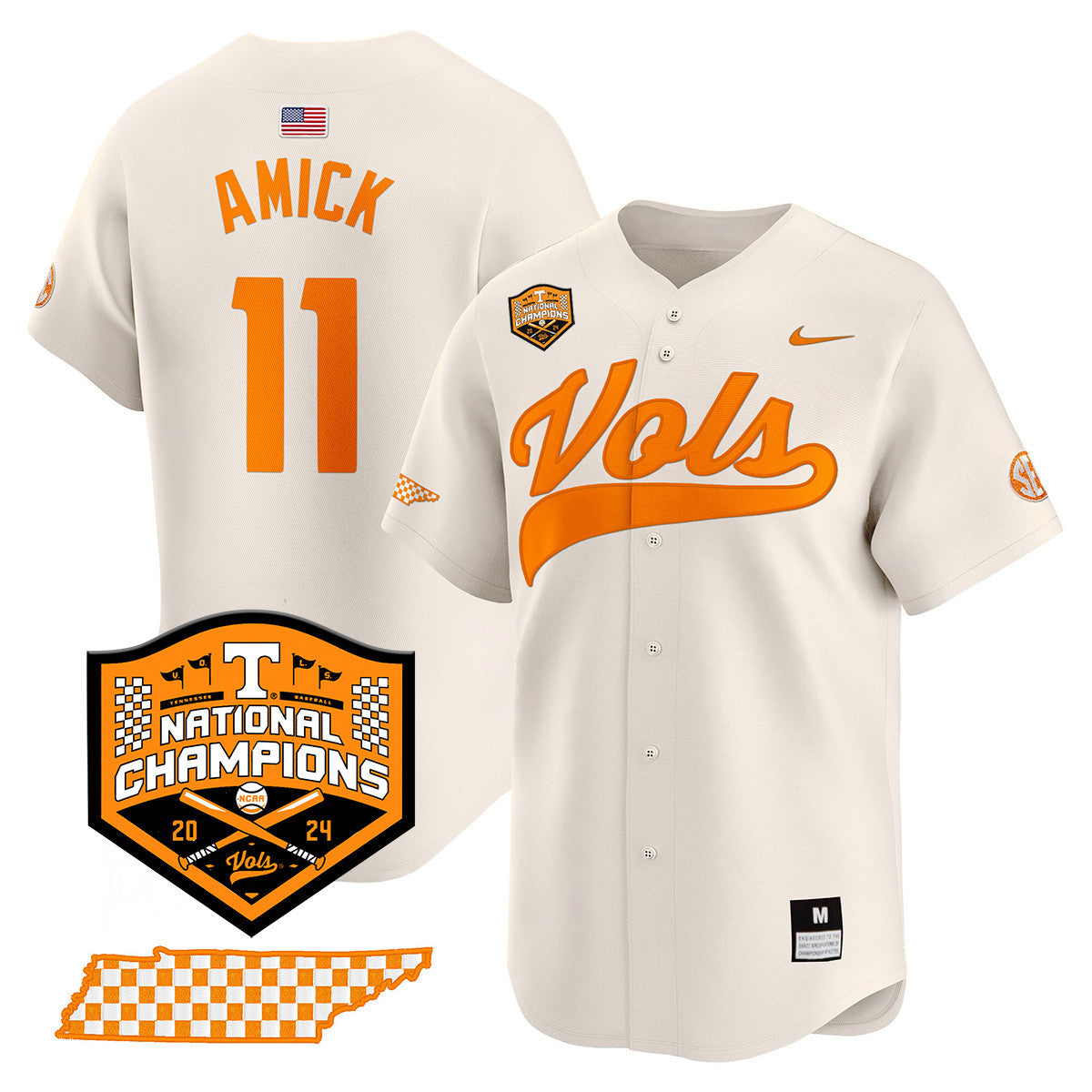 Men's Tennessee Volunteers 2024 National Champions Vapor Premier Limited Jersey - All Stitched