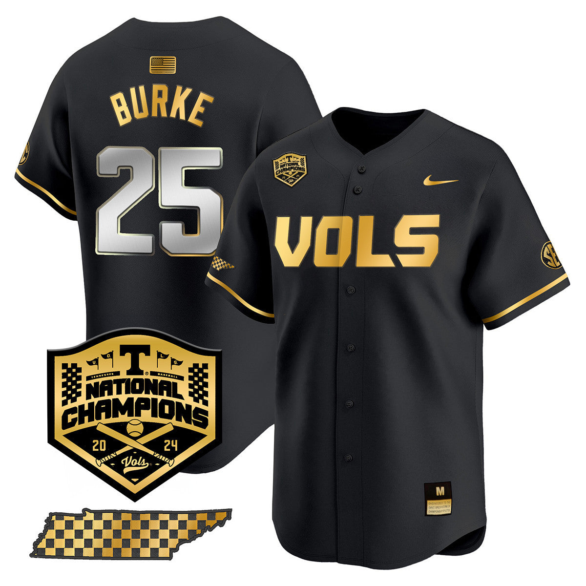 Men's Tennessee Volunteers 2024 National Champions Vapor Premier Limited Jersey V1 - All Stitched