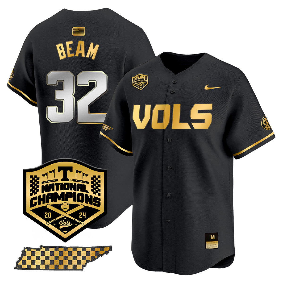 Men's Tennessee Volunteers 2024 National Champions Vapor Premier Limited Jersey V1 - All Stitched