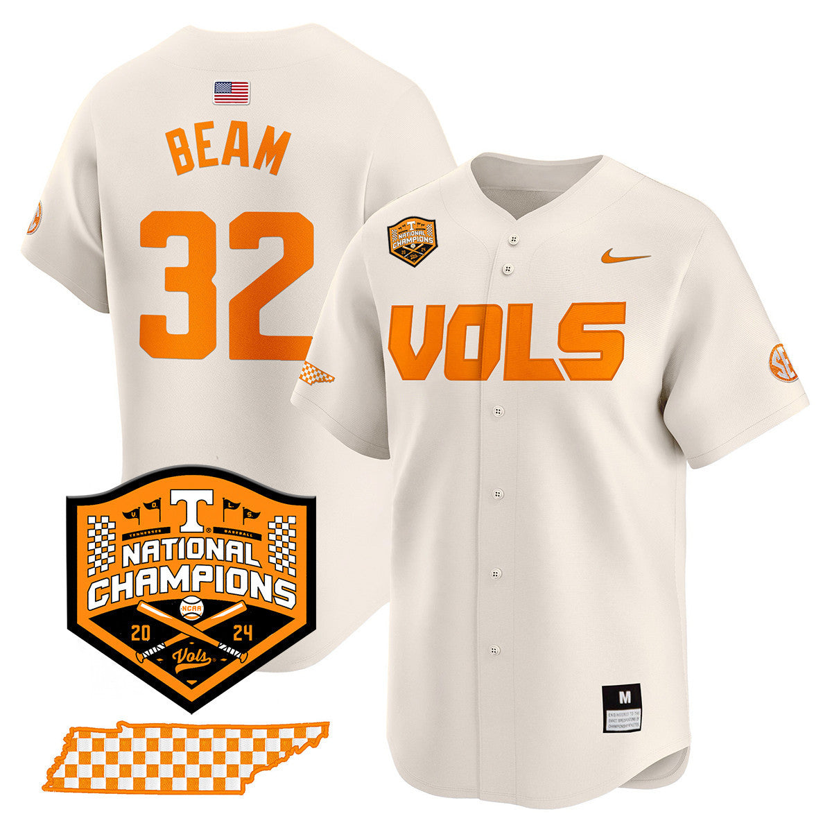 Men's Tennessee Volunteers 2024 National Champions Vapor Premier Limited Jersey V1 - All Stitched