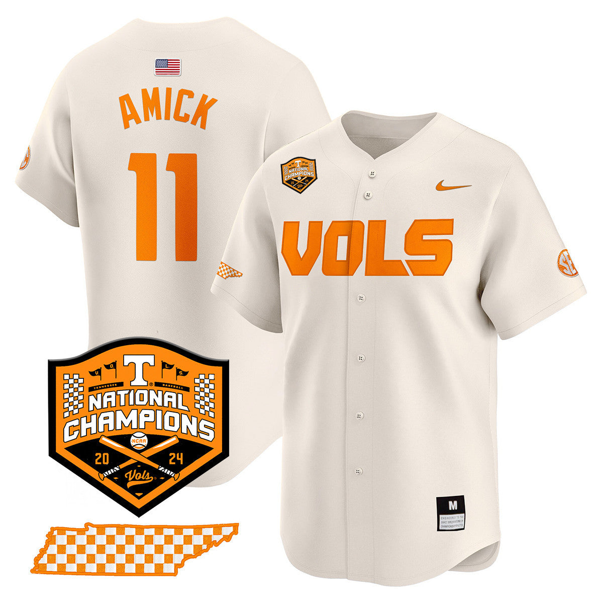 Men's Tennessee Volunteers 2024 National Champions Vapor Premier Limited Jersey V1 - All Stitched
