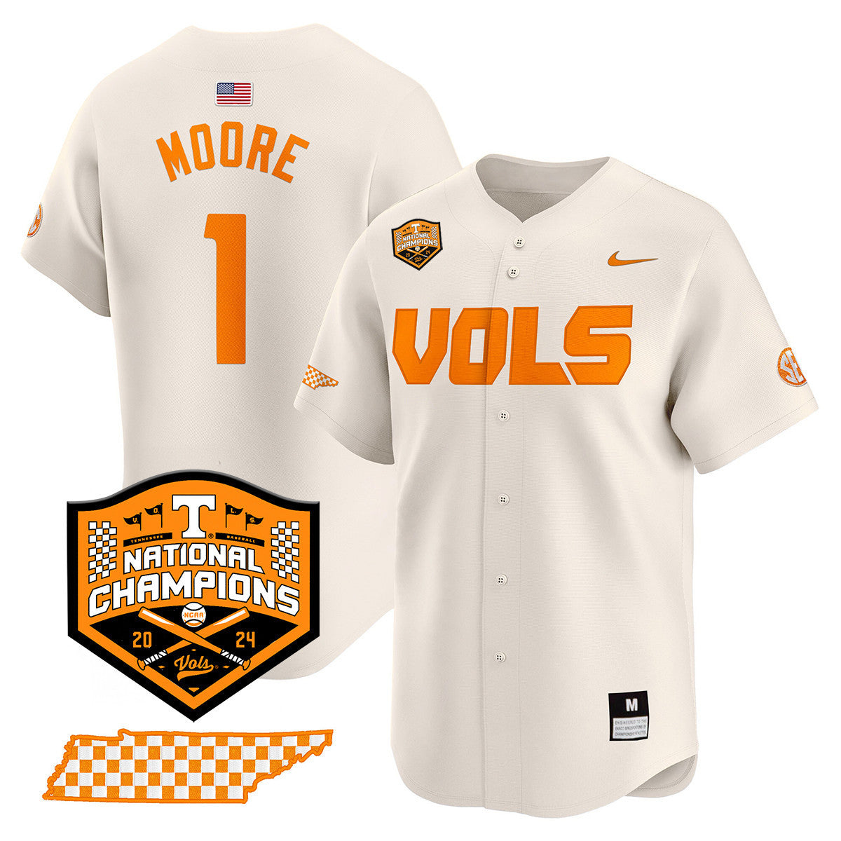 Men's Tennessee Volunteers 2024 National Champions Vapor Premier Limited Jersey V1 - All Stitched