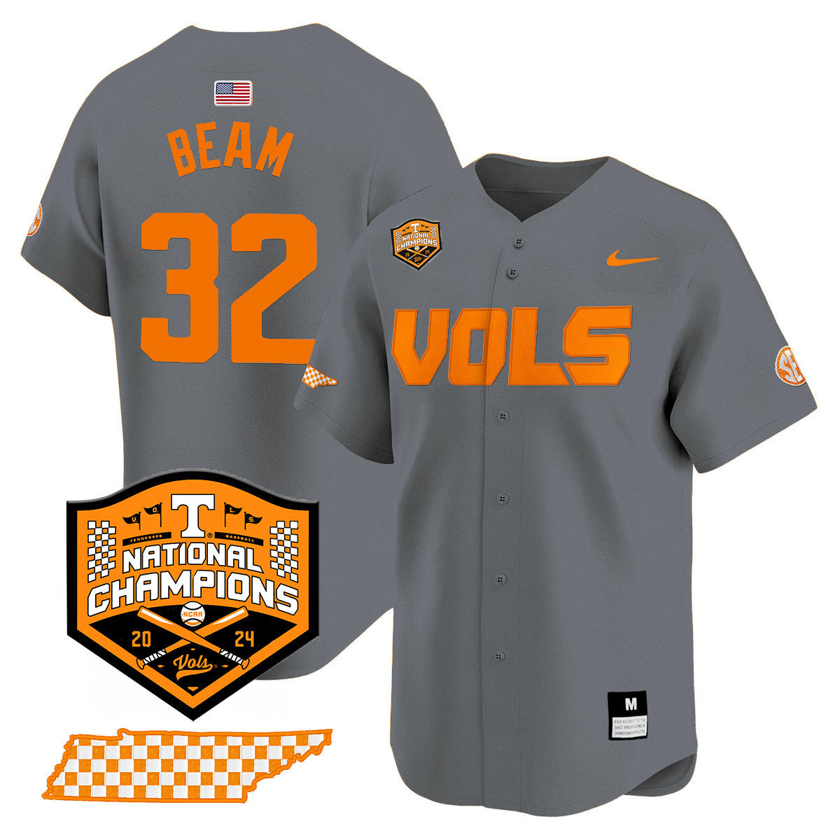 Men's Tennessee Volunteers 2024 National Champions Vapor Premier Limited Jersey V1 - All Stitched