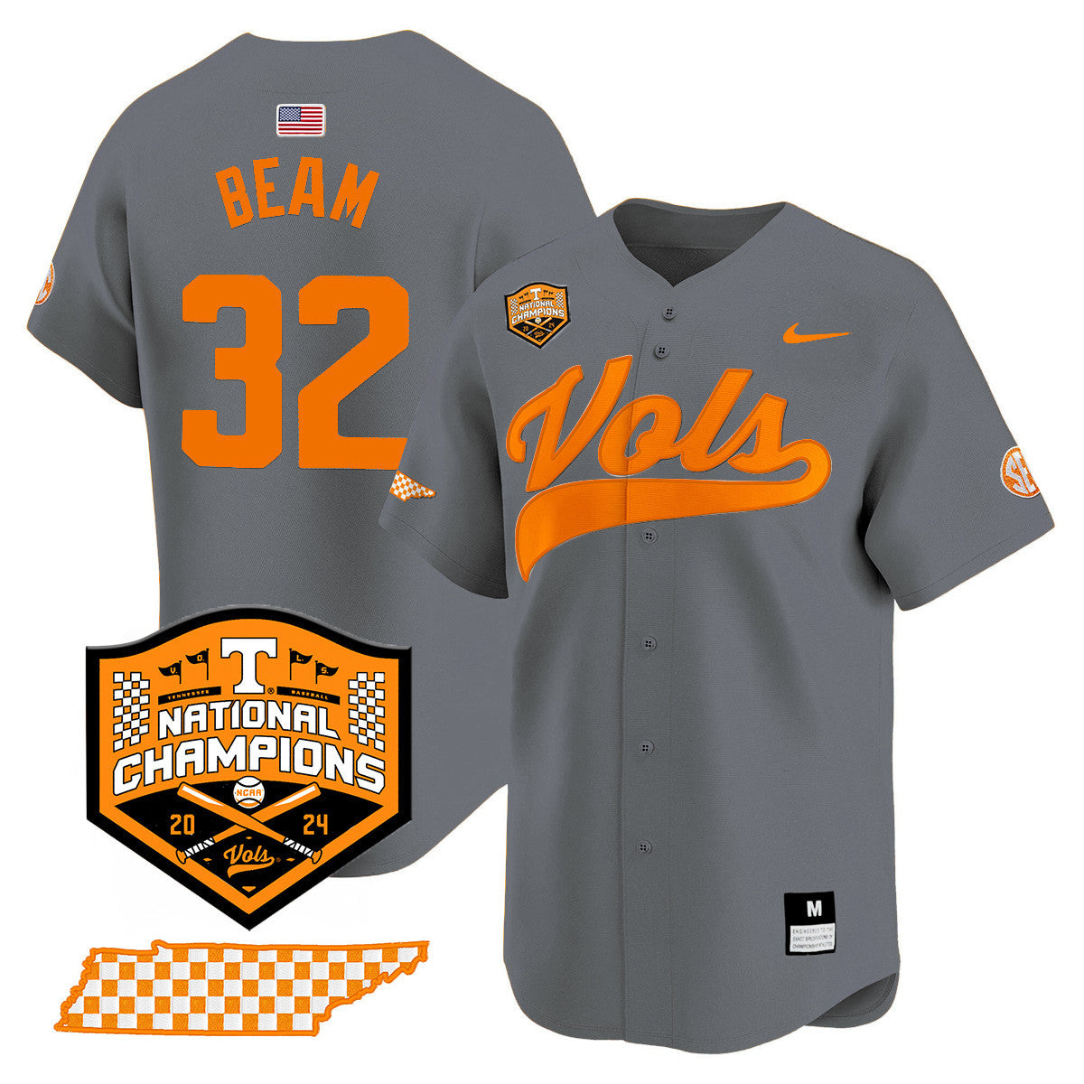 Men's Tennessee Volunteers 2024 National Champions Vapor Premier Limited Jersey - All Stitched