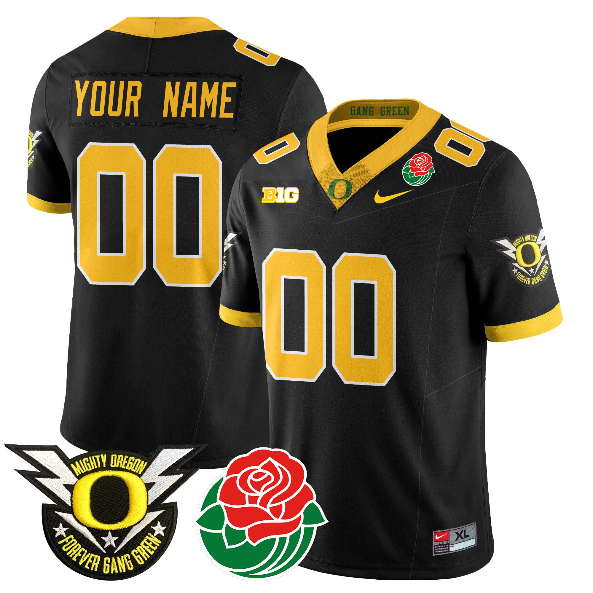 Custom Name/Gender Oregon Ducks 2024 Rose Bowl Jersey N2 - All Stitched 412VTHNJS003