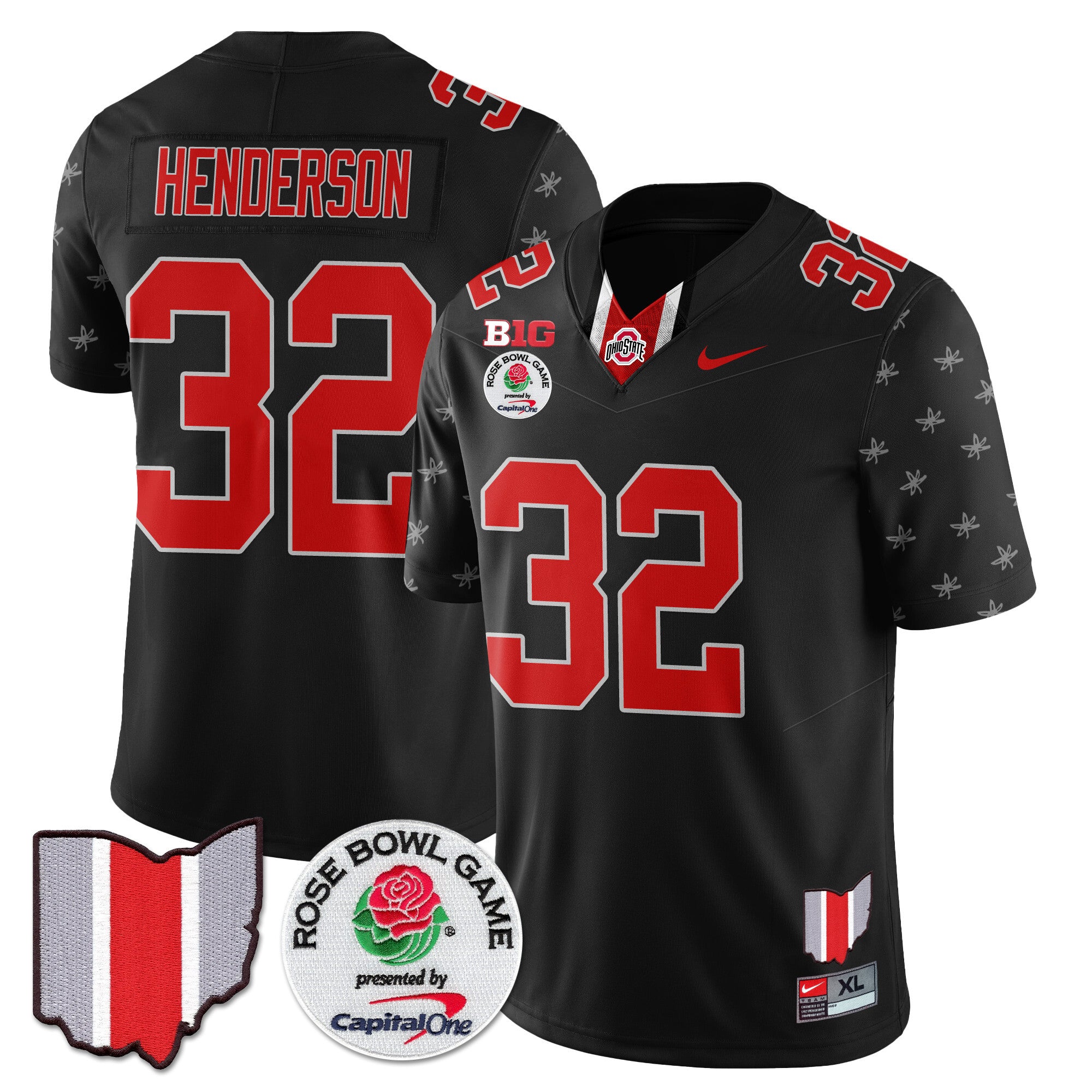 Men's Ohio State Buckeyes 2024 Rose Bowl Jersey N1 - All Stitched