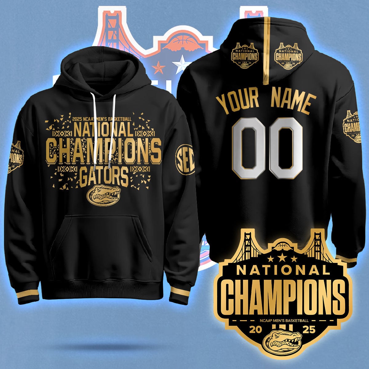 Custom Name/Gender Florida Gators 2025 National Champions Basketball Hoodie N5 - Printed