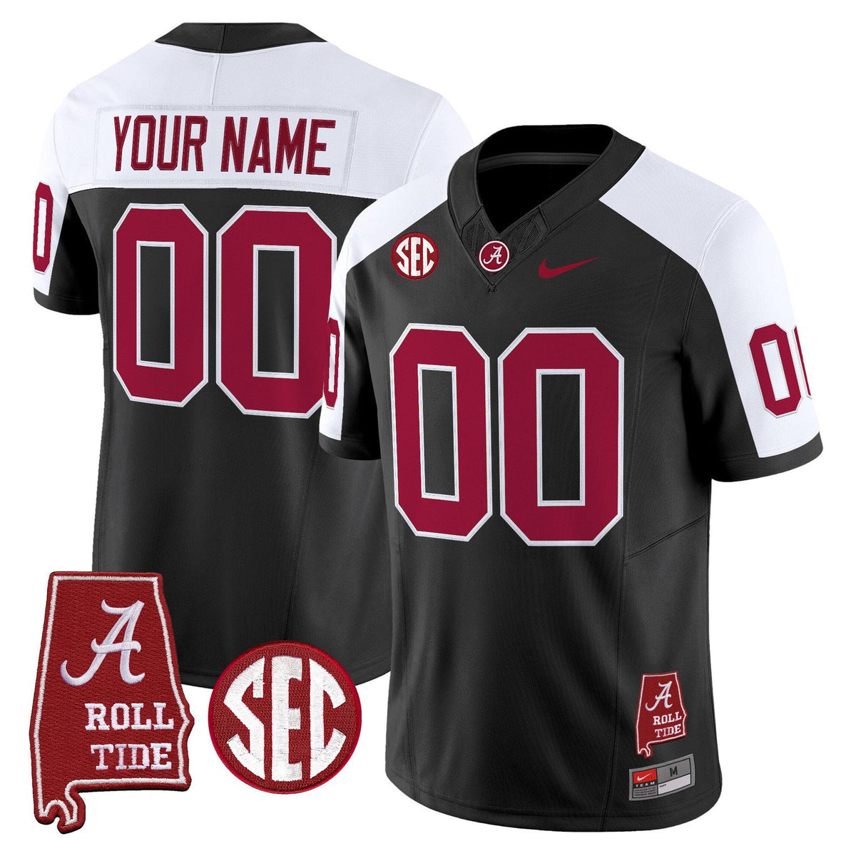 Custom Alabama Crimson Tide Throwback Vapor Limited Jersey - Alabama Map - All Stitched
