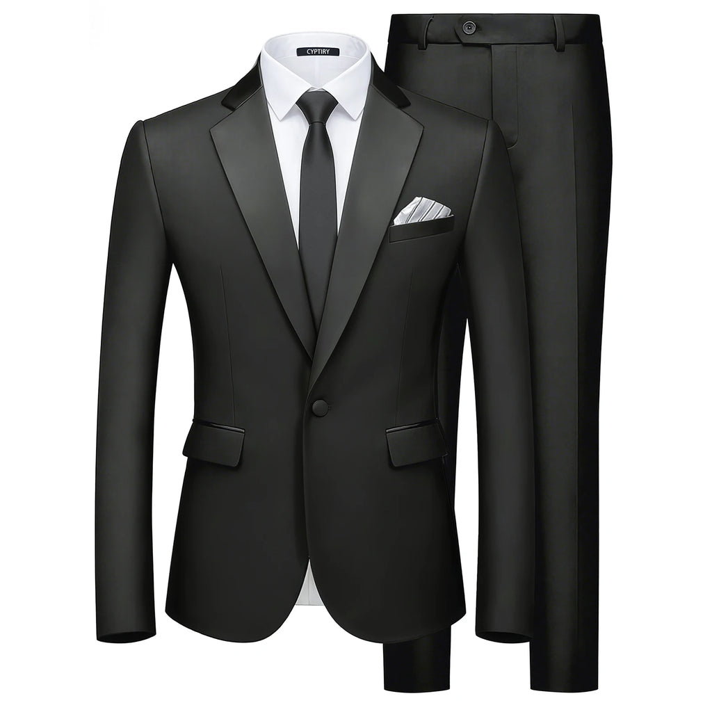 Men's Slim Fit Suit Blazer Business Wedding Party 2-Piece Jacket & Pant Suit