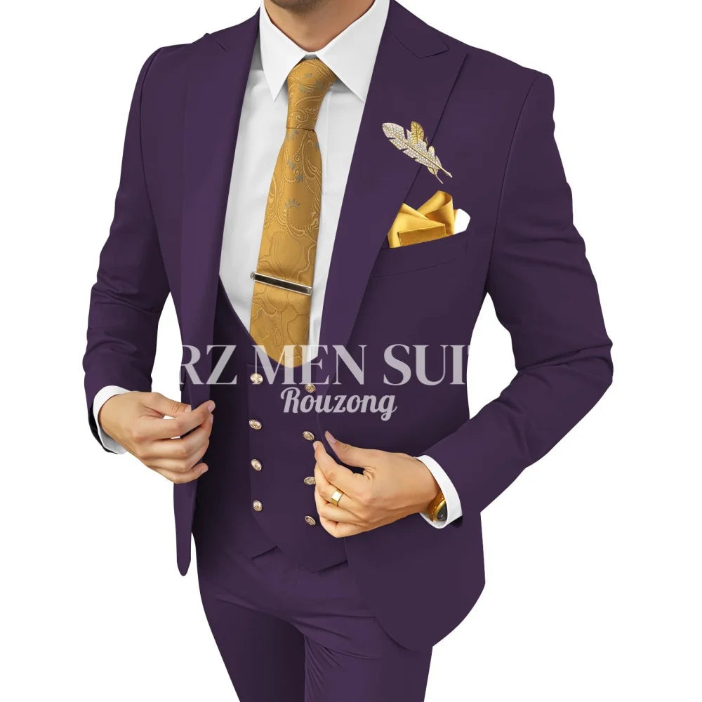 Mens Suit 3 Piece Suits for Men Slim Fit Wedding Groom Suit Male Formal Business Men Suits(Jacket+Vest+Pants） costumes hommes