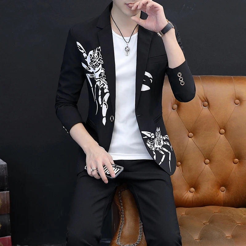 Slim Fit Two-Piece Suit Korean Style Business Casual Men's Suit with Western Pants Handsome Cut for Professional Wear