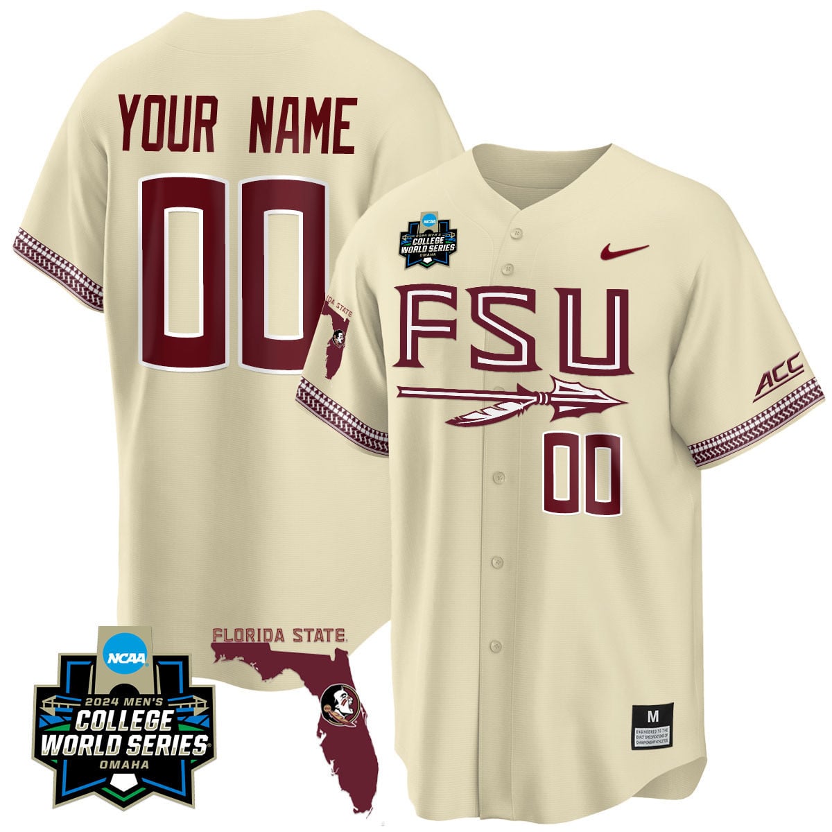 Custom Florida State Seminoles 2024 College World Series Vapor Premier Limited Jersey V2 - All Stitched