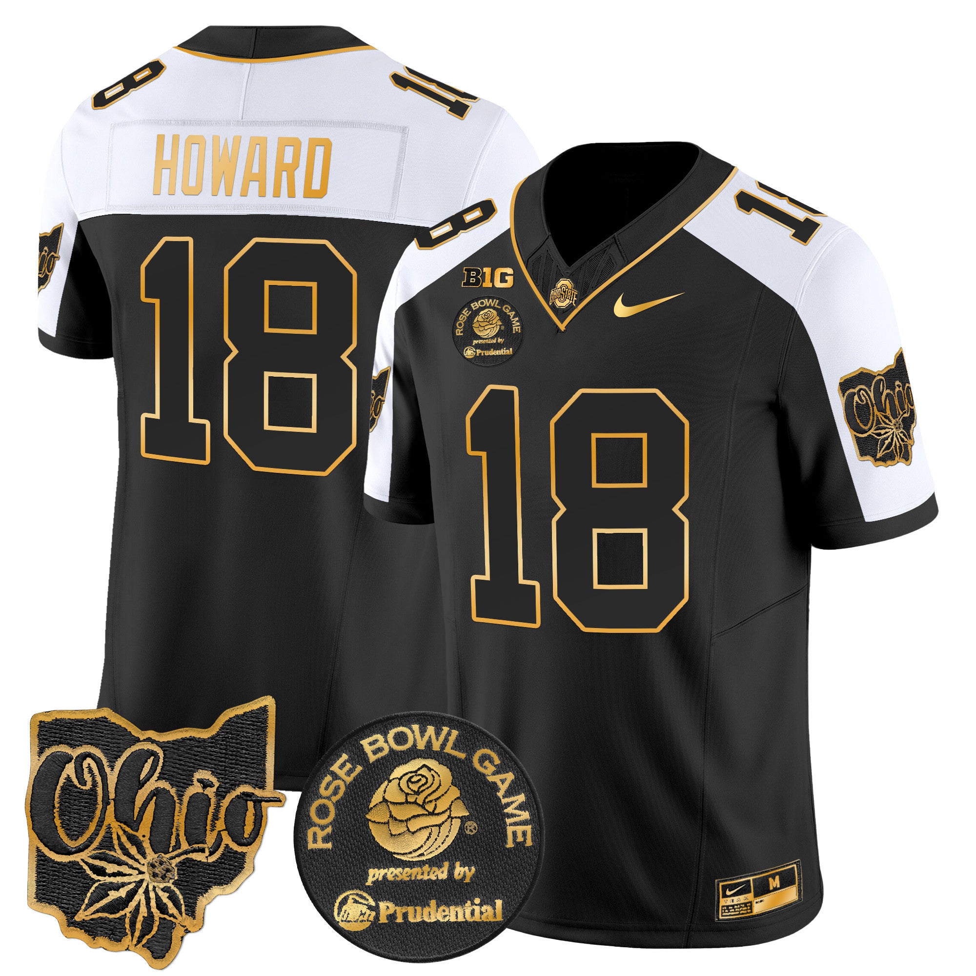 Men's Ohio State Buckeyes Rose Bowl Gold Vapor Limited Jersey - All Stitched
