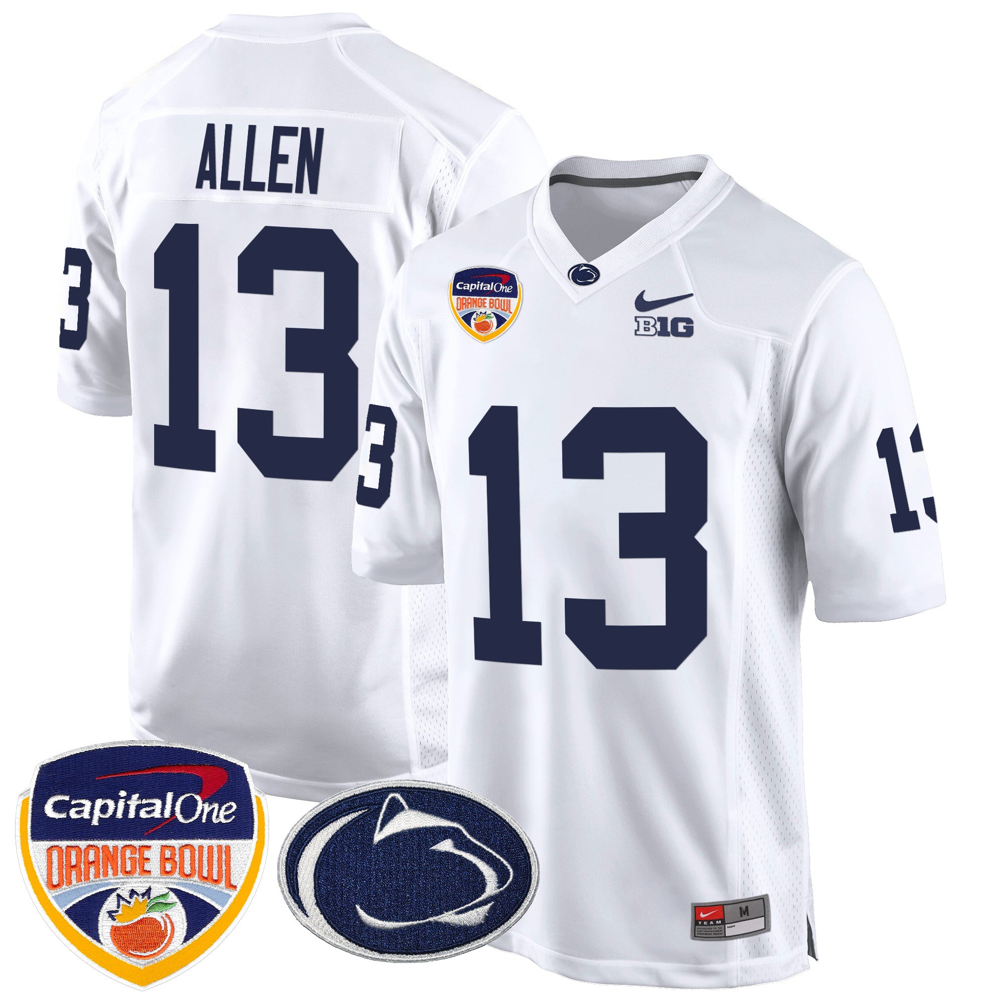 Men's Penn State Nittany Lions Orange Bowl Patch Game Jersey - All Stitched