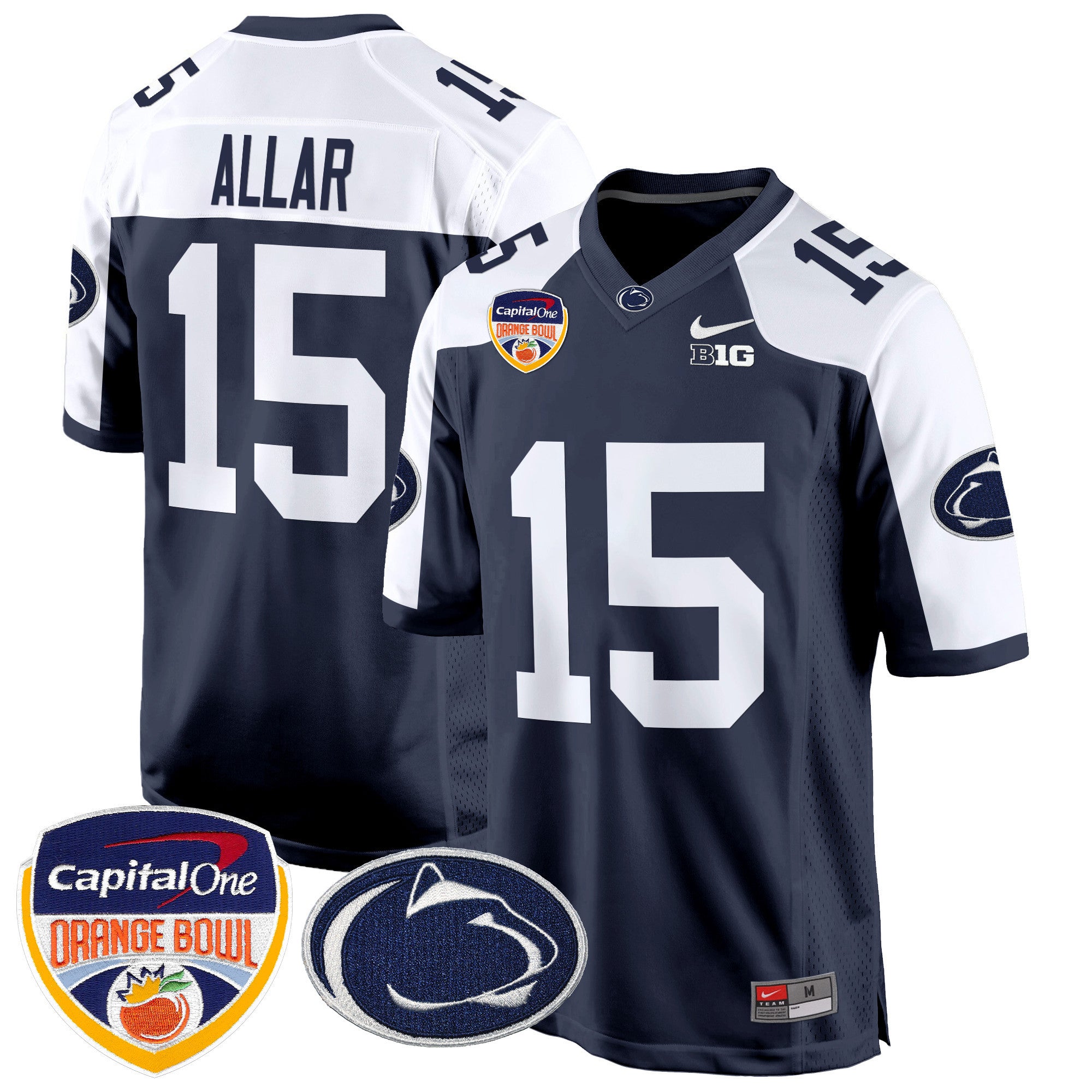 Men's Penn State Nittany Lions Orange Bowl Patch Game Jersey - All Stitched