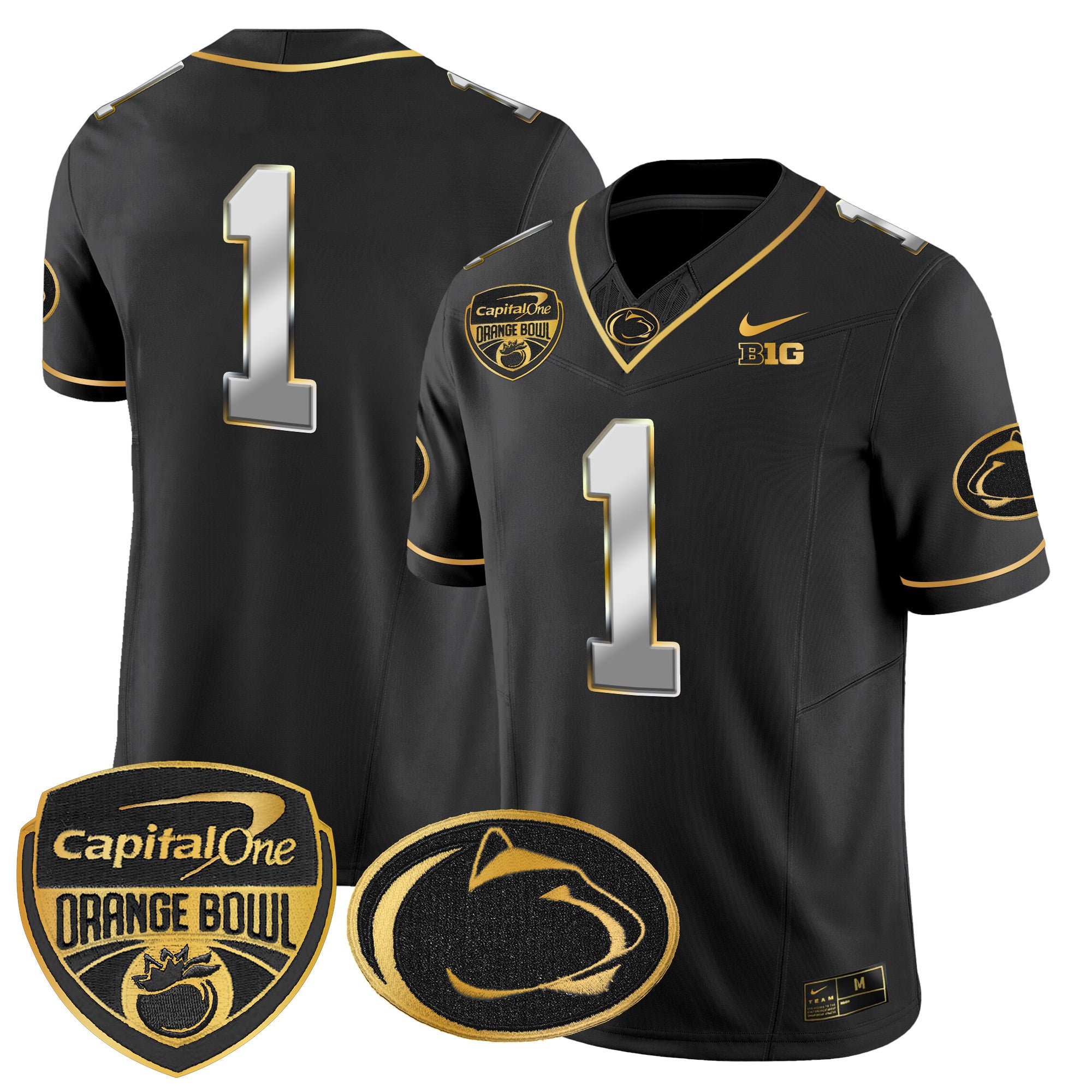 Men's Penn State Nittany Lions Orange Bowl Patch Gold Vapor Limited Jersey V2 - All Stitched