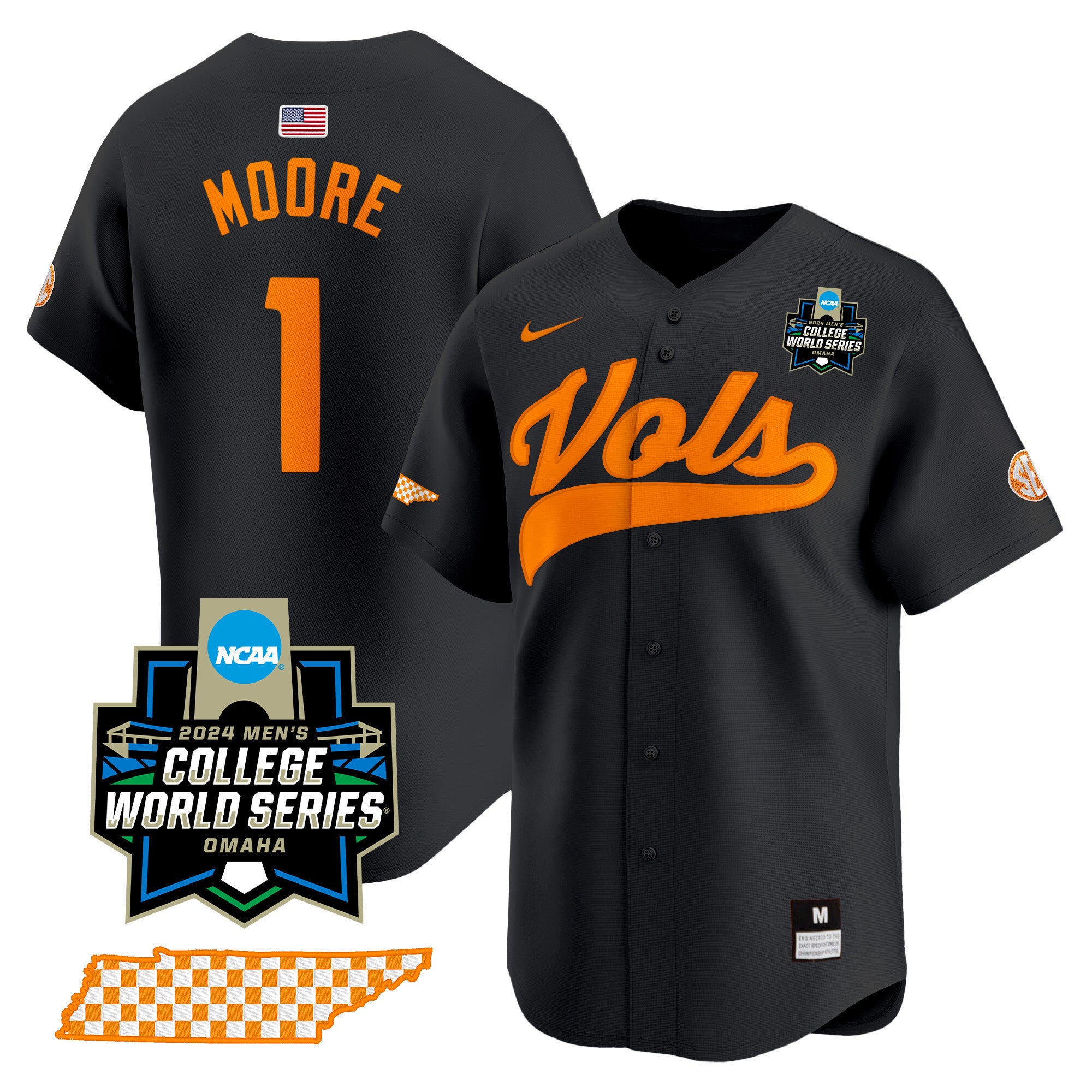 Men's Tennessee Volunteers 2024 College World Series Vapor Premier Limited Jersey V2 - All Stitched