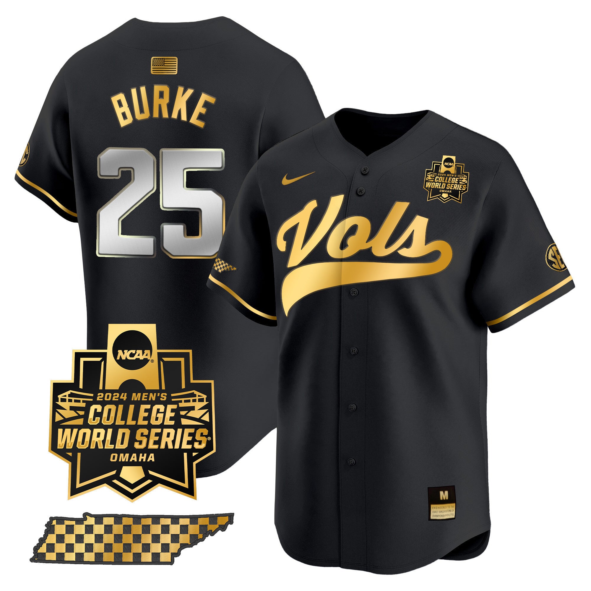 Men's Tennessee Volunteers 2024 College World Series Vapor Premier Limited Jersey V2 - All Stitched