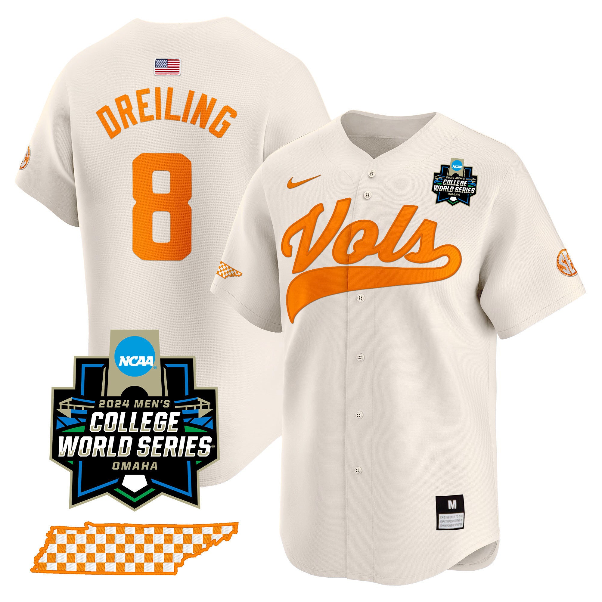 Men's Tennessee Volunteers 2024 College World Series Vapor Premier Limited Jersey V2 - All Stitched