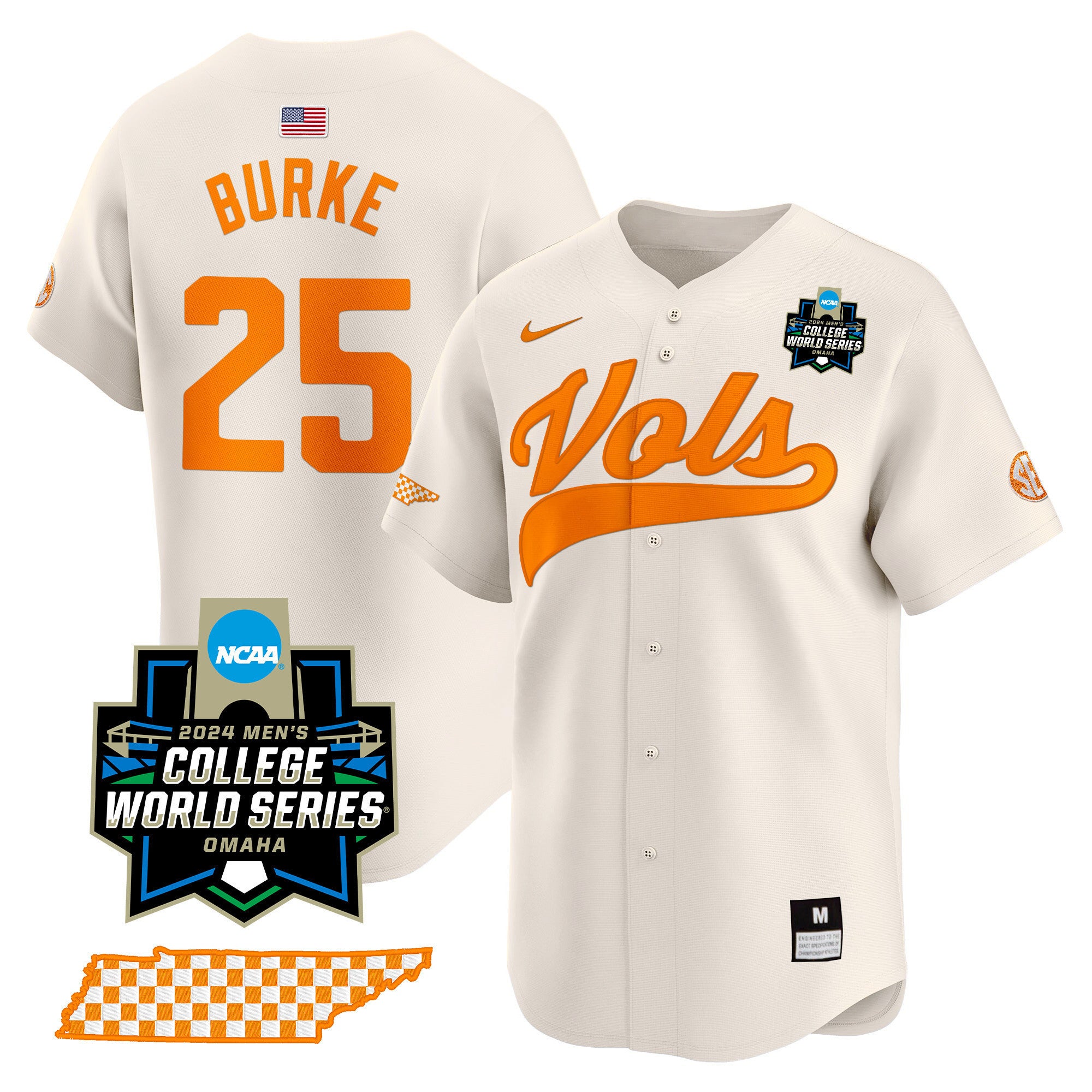 Men's Tennessee Volunteers 2024 College World Series Vapor Premier Limited Jersey V2 - All Stitched
