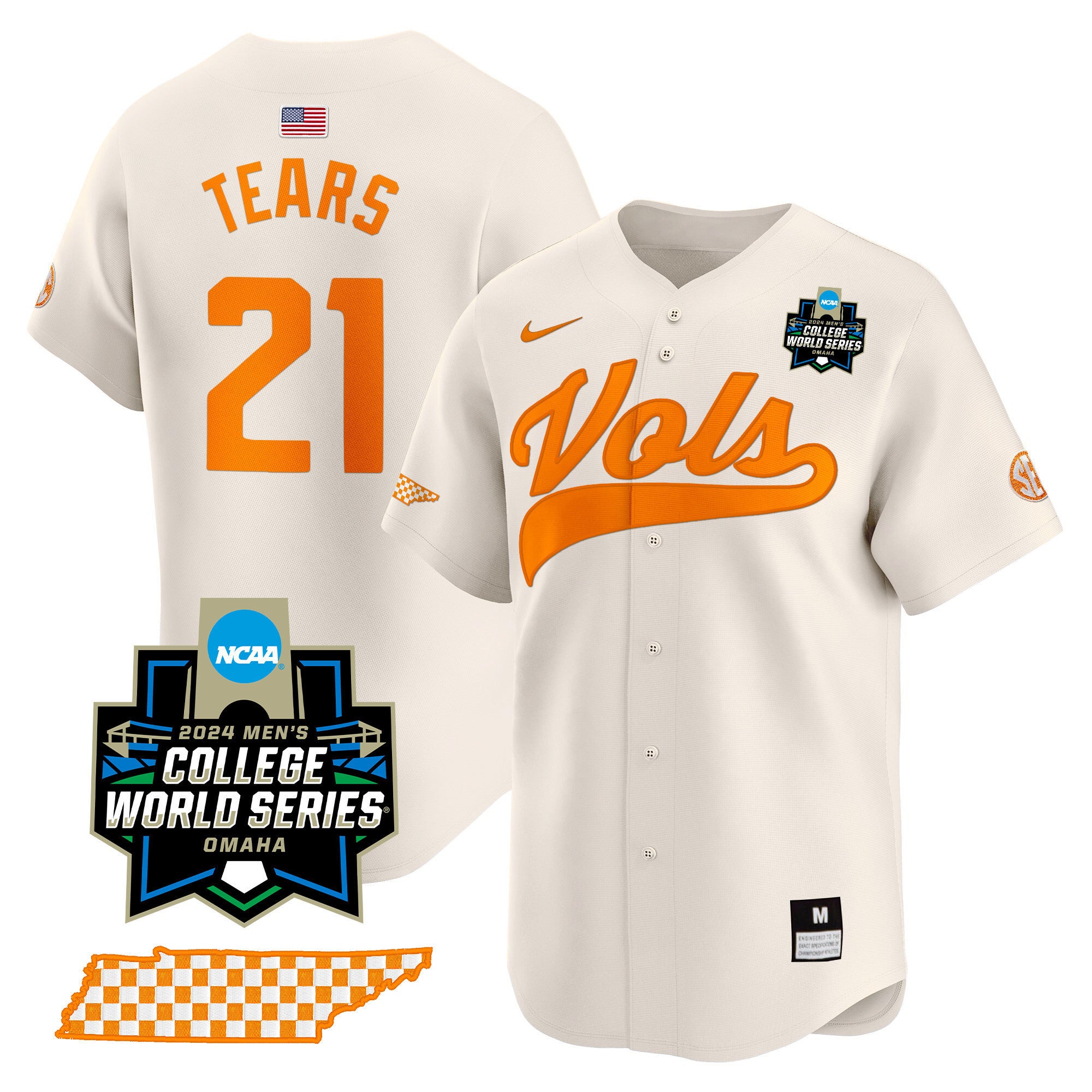 Men's Tennessee Volunteers 2024 College World Series Vapor Premier Limited Jersey V2 - All Stitched