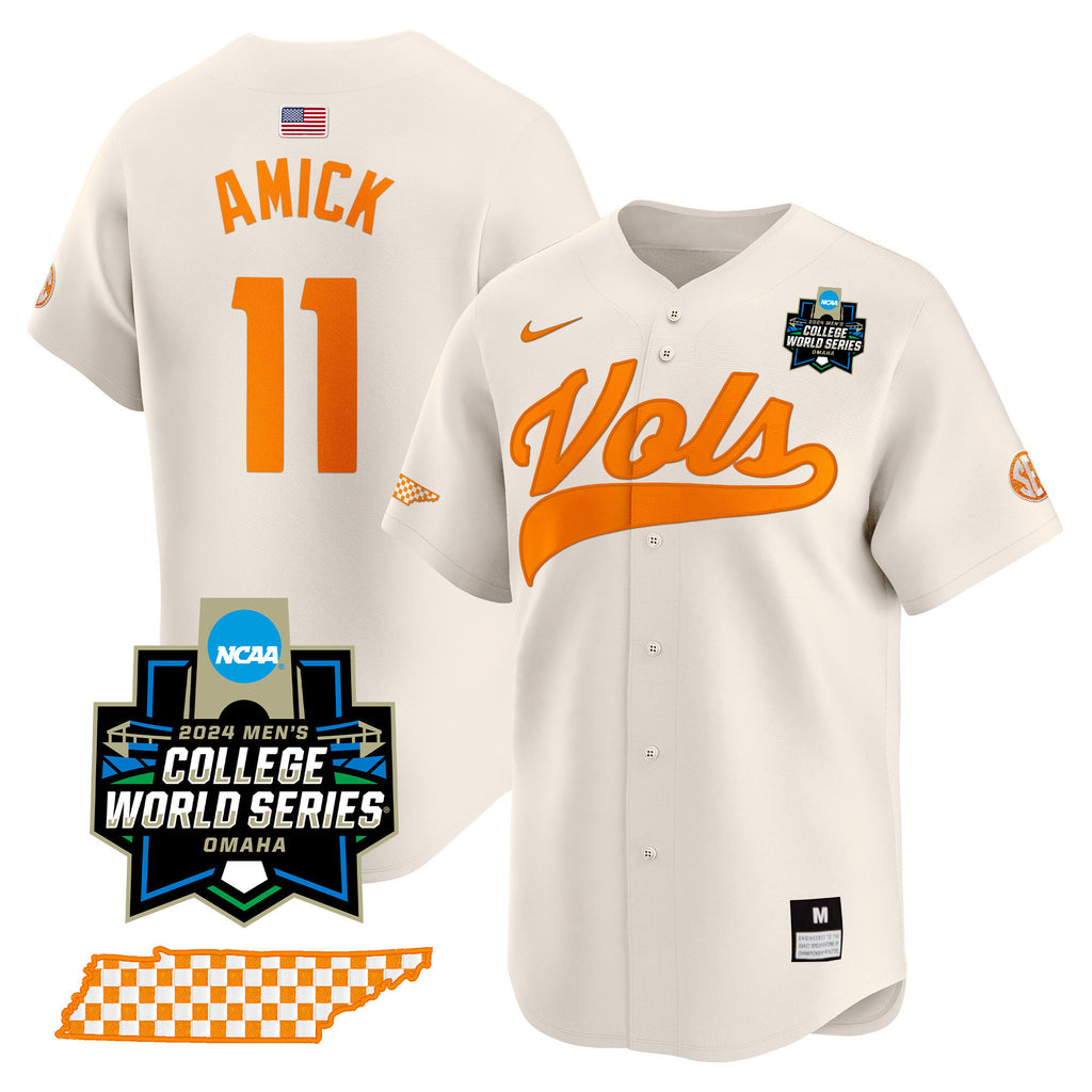 Men's Tennessee Volunteers 2024 College World Series Vapor Premier Limited Jersey V2 - All Stitched