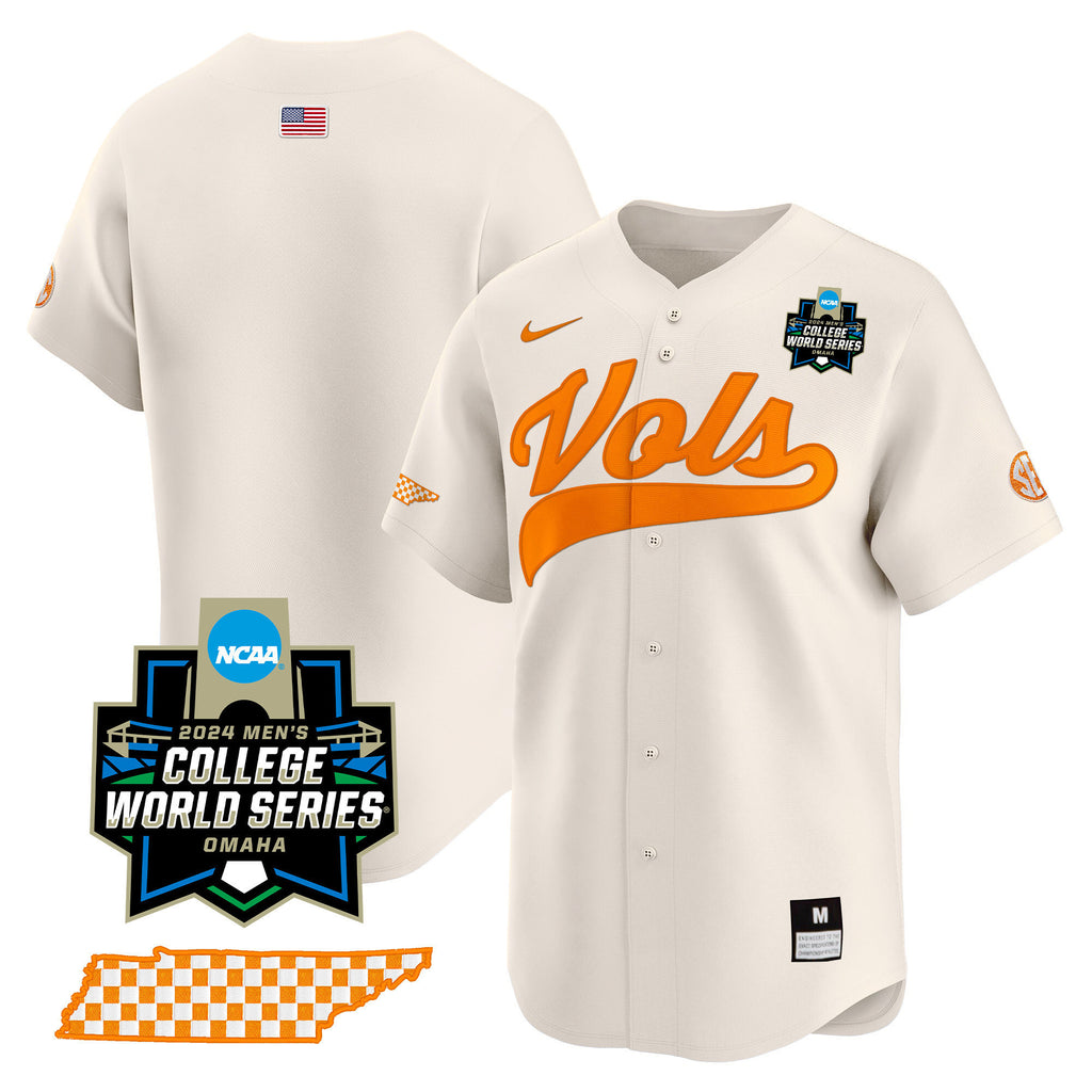 Men's Tennessee Volunteers 2024 College World Series Vapor Premier Limited Jersey V2 - All Stitched