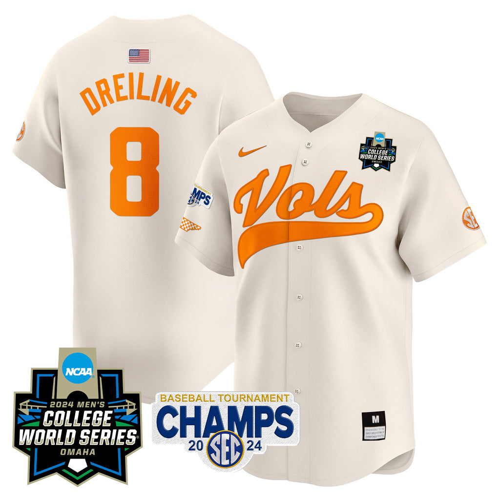 Men's Tennessee Volunteers 2024 Tournament Champs & World Series Vapor Premier Limited Jersey - All Stitched