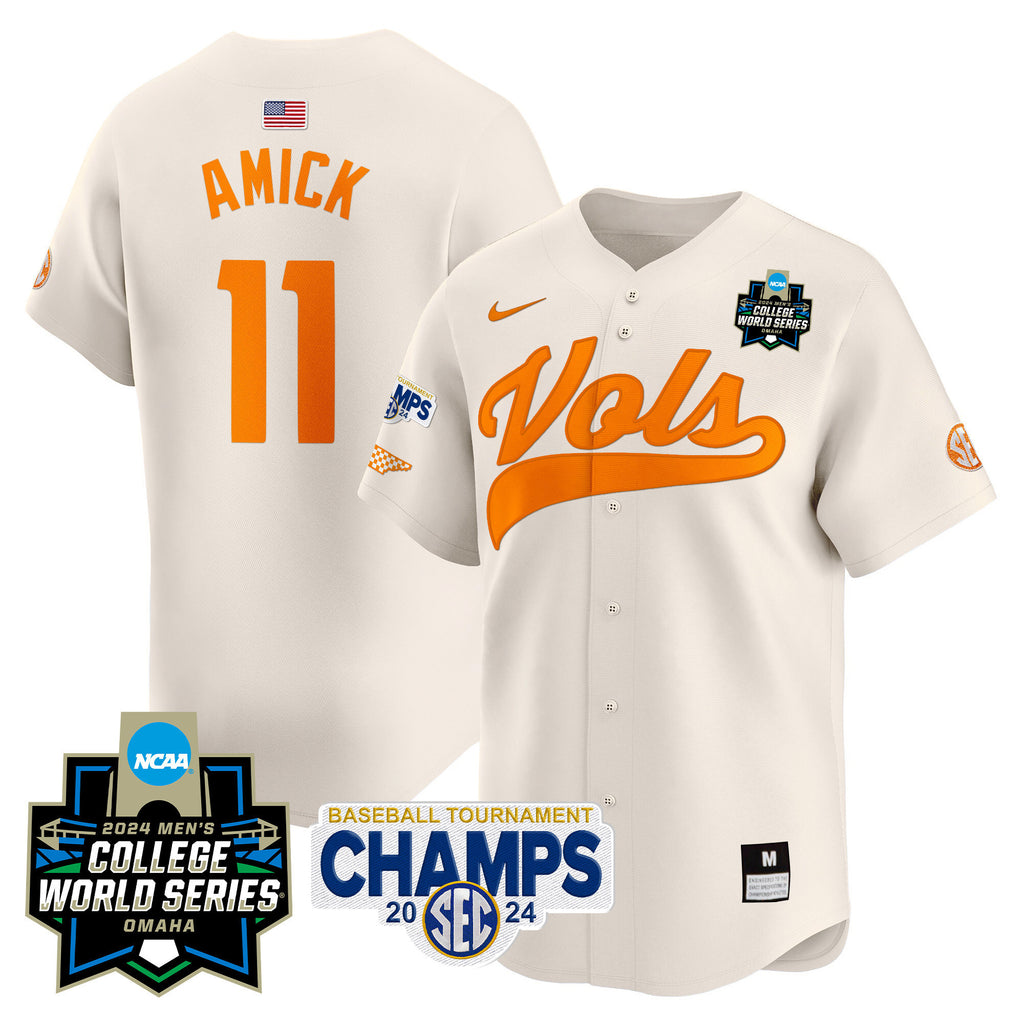 Men's Tennessee Volunteers 2024 Tournament Champs & World Series Vapor Premier Limited Jersey - All Stitched