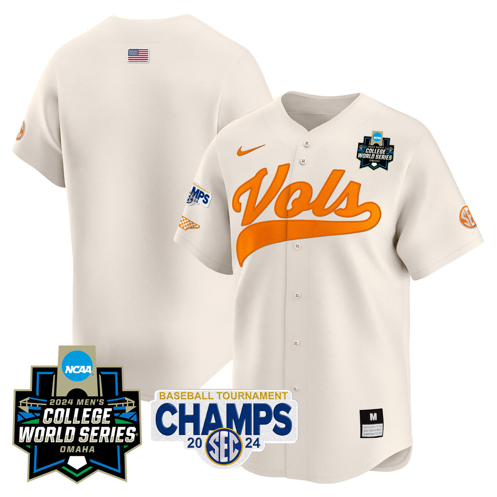 Men's Tennessee Volunteers 2024 Tournament Champs & World Series Vapor Premier Limited Jersey - All Stitched