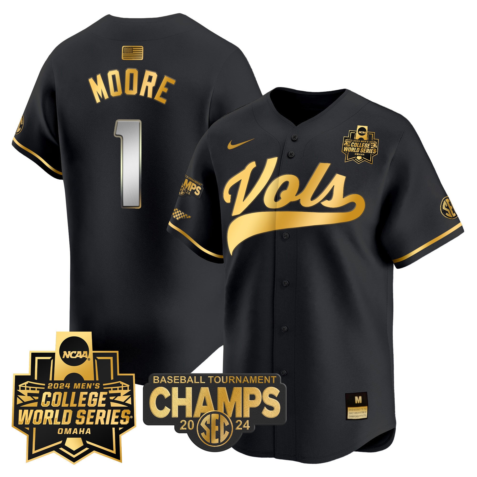 Men's Tennessee Volunteers 2024 Tournament Champs & World Series Vapor Premier Limited Jersey - All Stitched