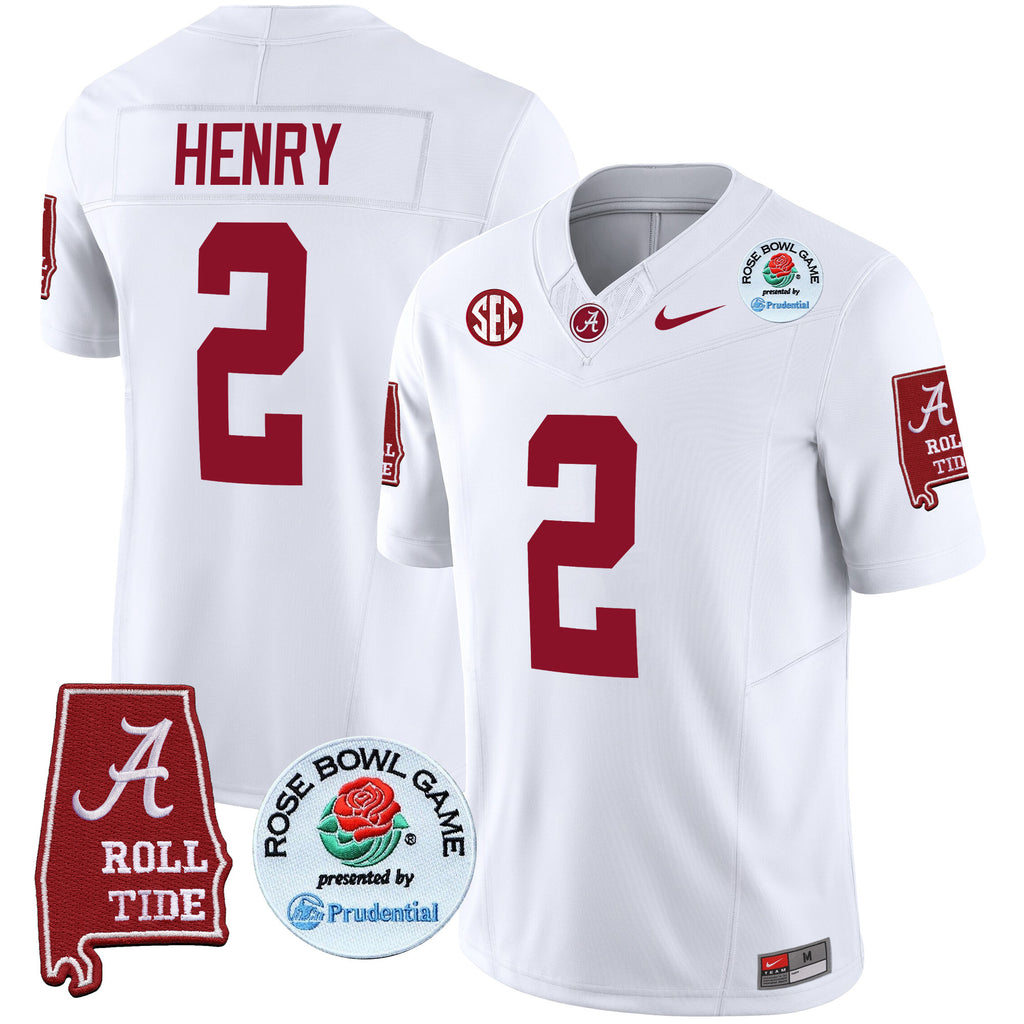 Men's Alabama Crimson Tide Rose Bowl Patch Vapor Limited Jersey - All Stitched