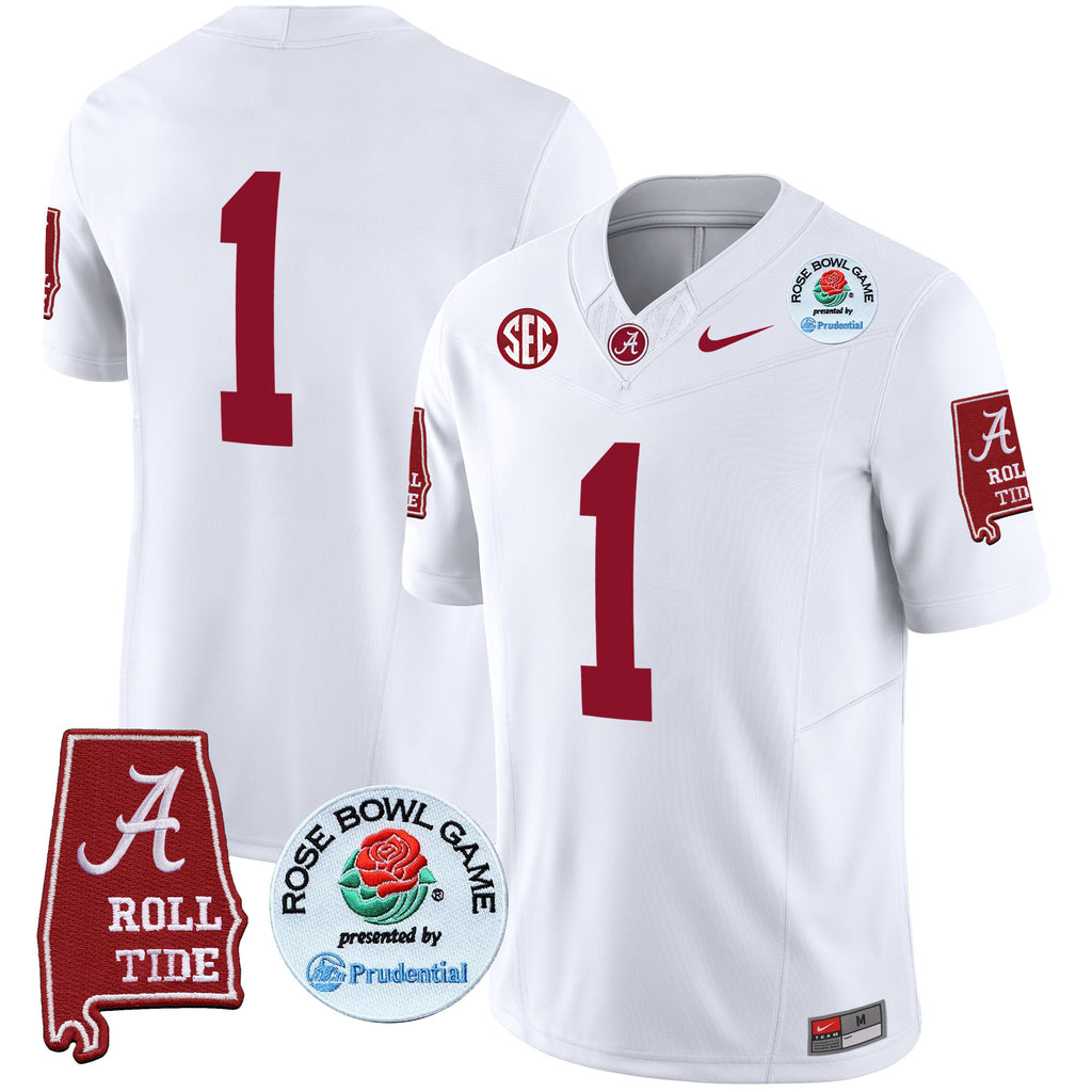 Men's Alabama Crimson Tide Rose Bowl Patch Vapor Limited Jersey - All Stitched