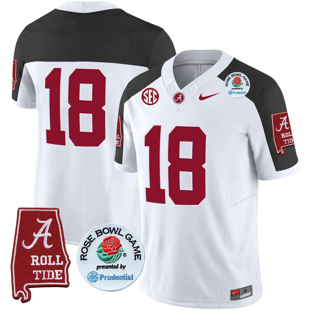 Men's Alabama Crimson Tide Rose Bowl Patch Vapor Limited Jersey - All Stitched
