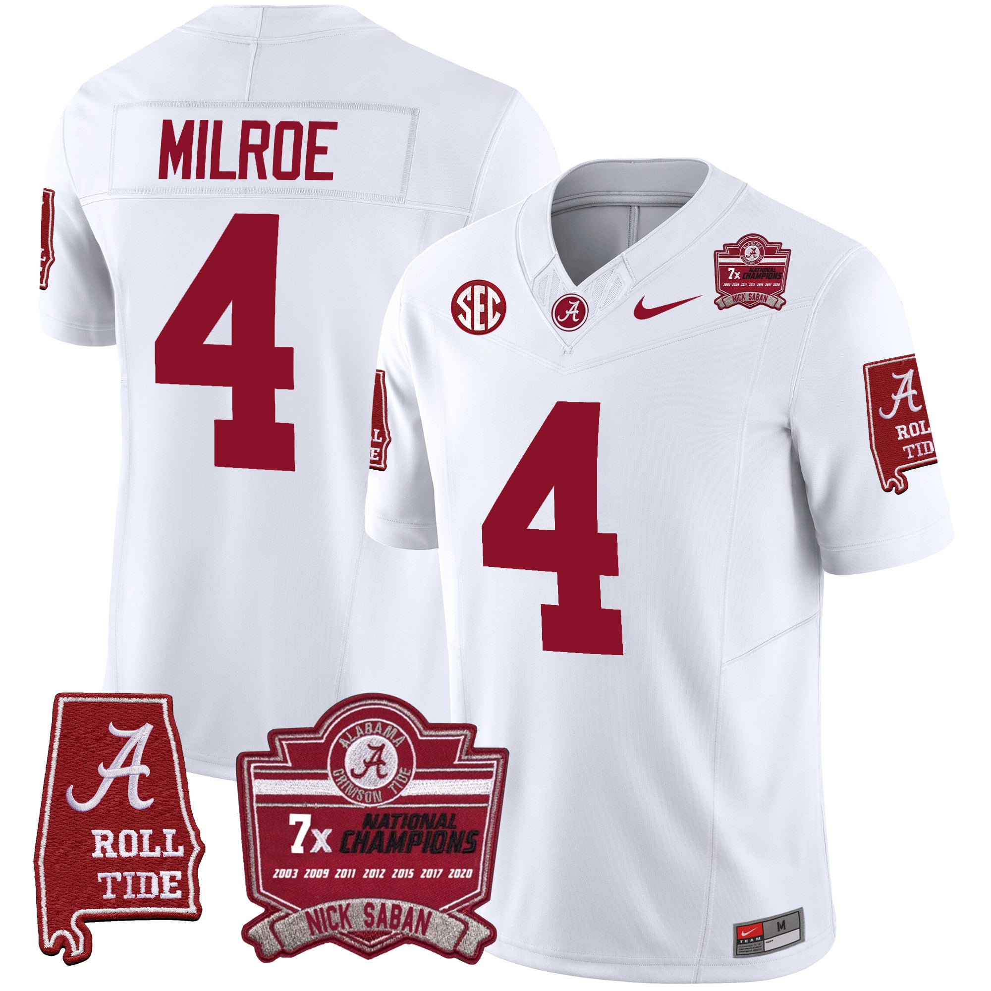 Men's Alabama Crimson Tide Nick Saban 7x Champions Patch Vapor Jersey - All Stitched
