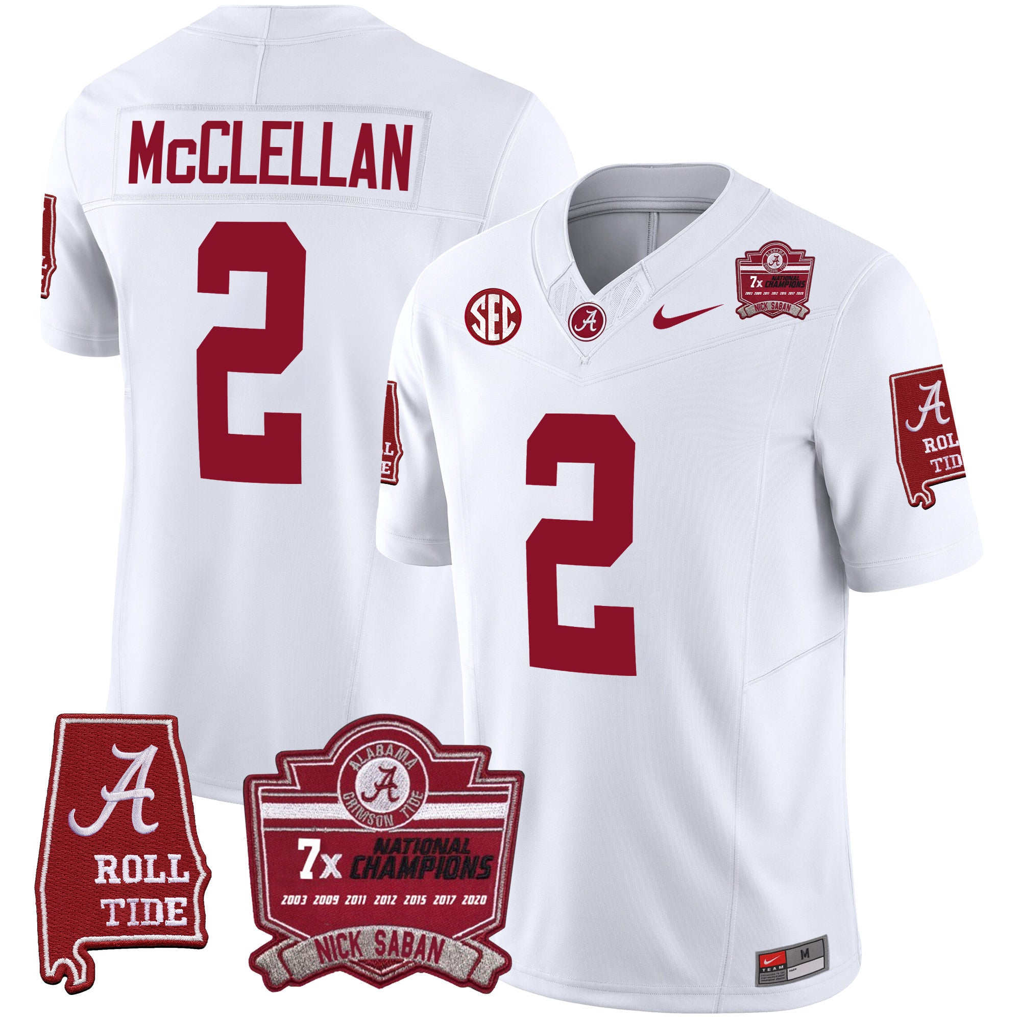 Men's Alabama Crimson Tide Nick Saban 7x Champions Patch Vapor Jersey - All Stitched