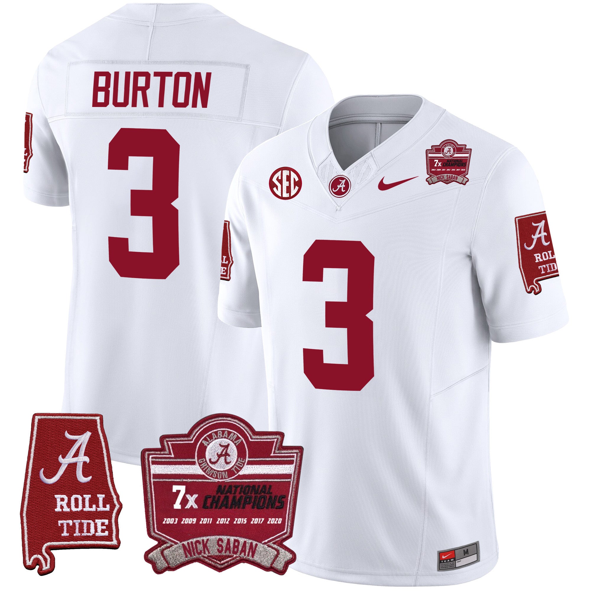 Men's Alabama Crimson Tide Nick Saban 7x Champions Patch Vapor Jersey - All Stitched