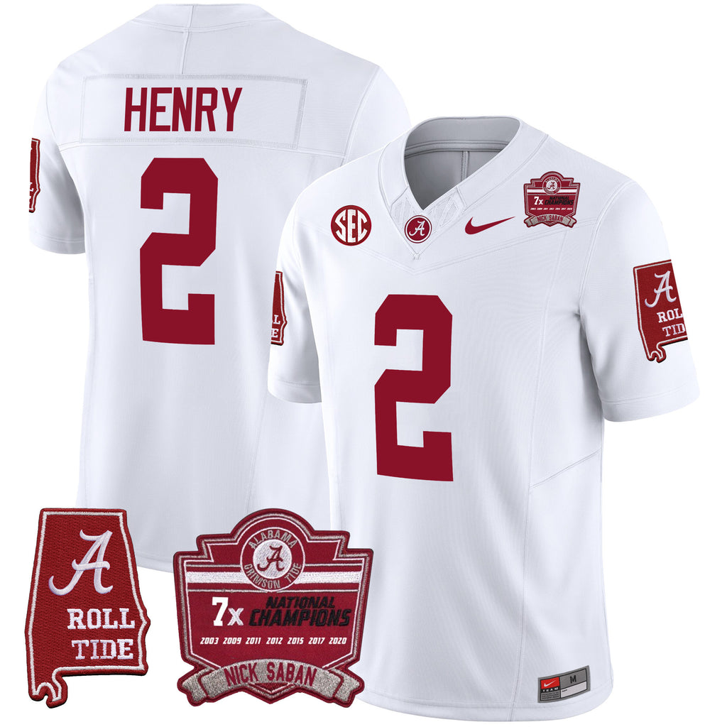 Men's Alabama Crimson Tide Nick Saban 7x Champions Patch Vapor Jersey - All Stitched
