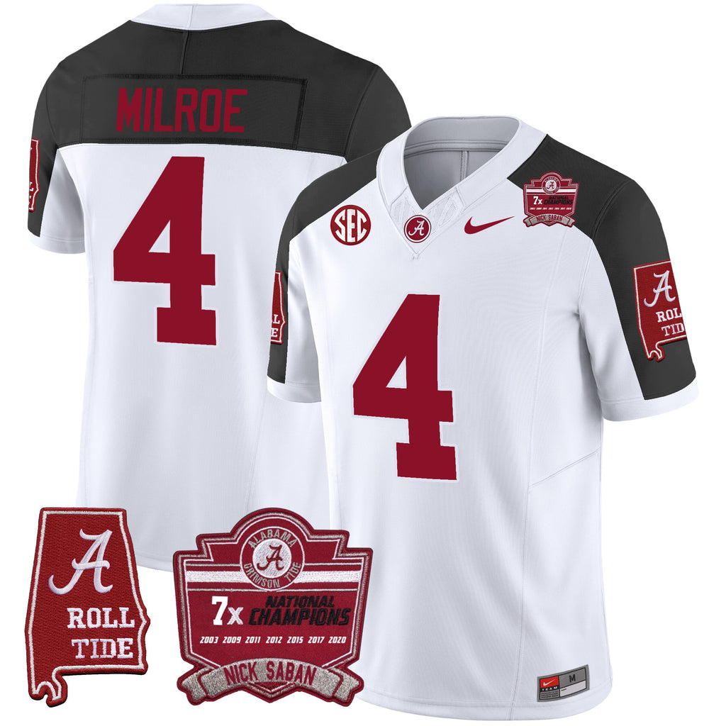 Men's Alabama Crimson Tide Nick Saban 7x Champions Patch Vapor Jersey - All Stitched