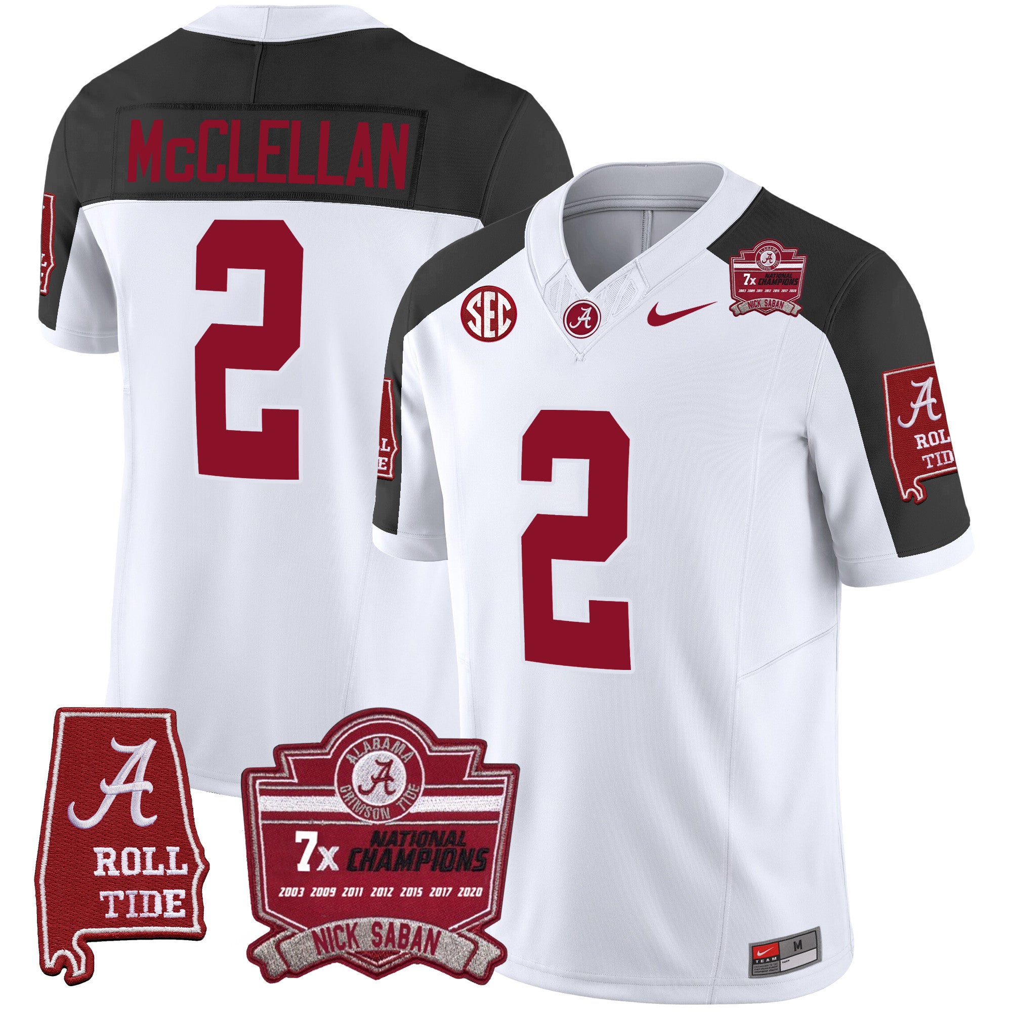 Men's Alabama Crimson Tide Nick Saban 7x Champions Patch Vapor Jersey - All Stitched