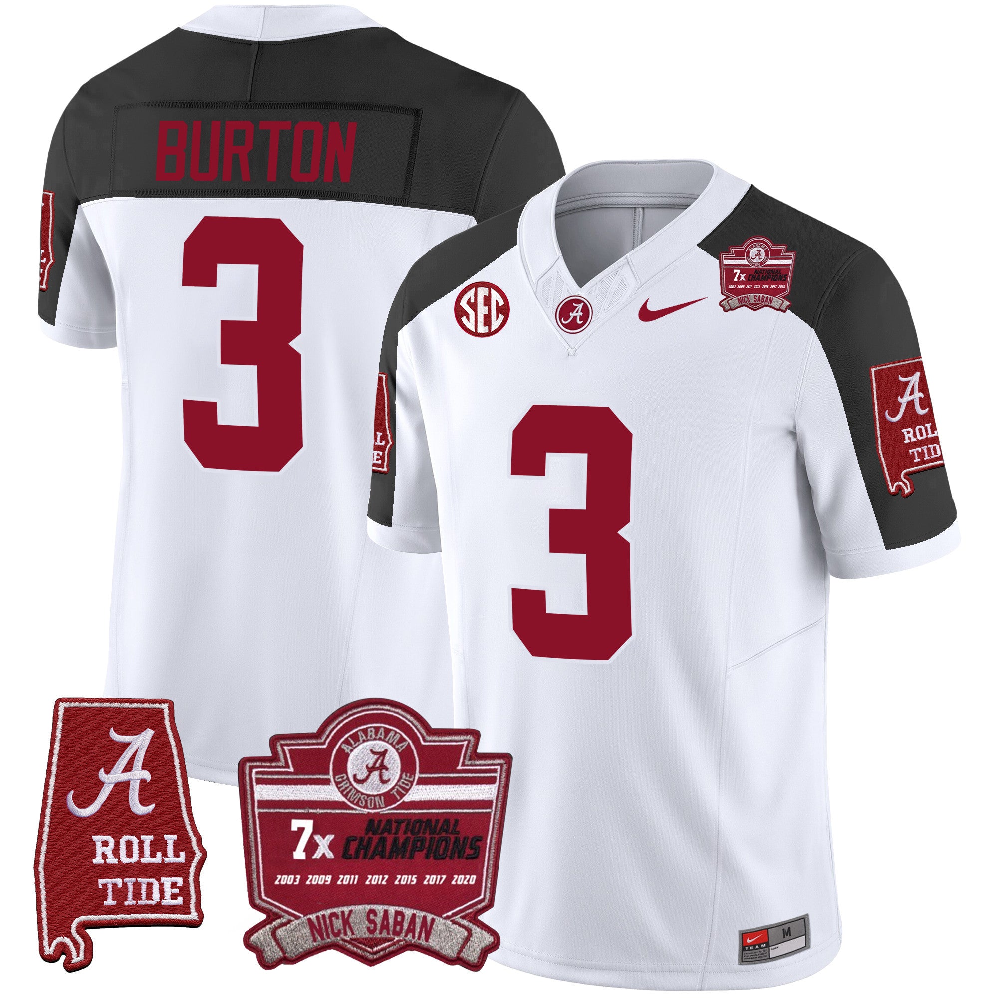 Men's Alabama Crimson Tide Nick Saban 7x Champions Patch Vapor Jersey - All Stitched