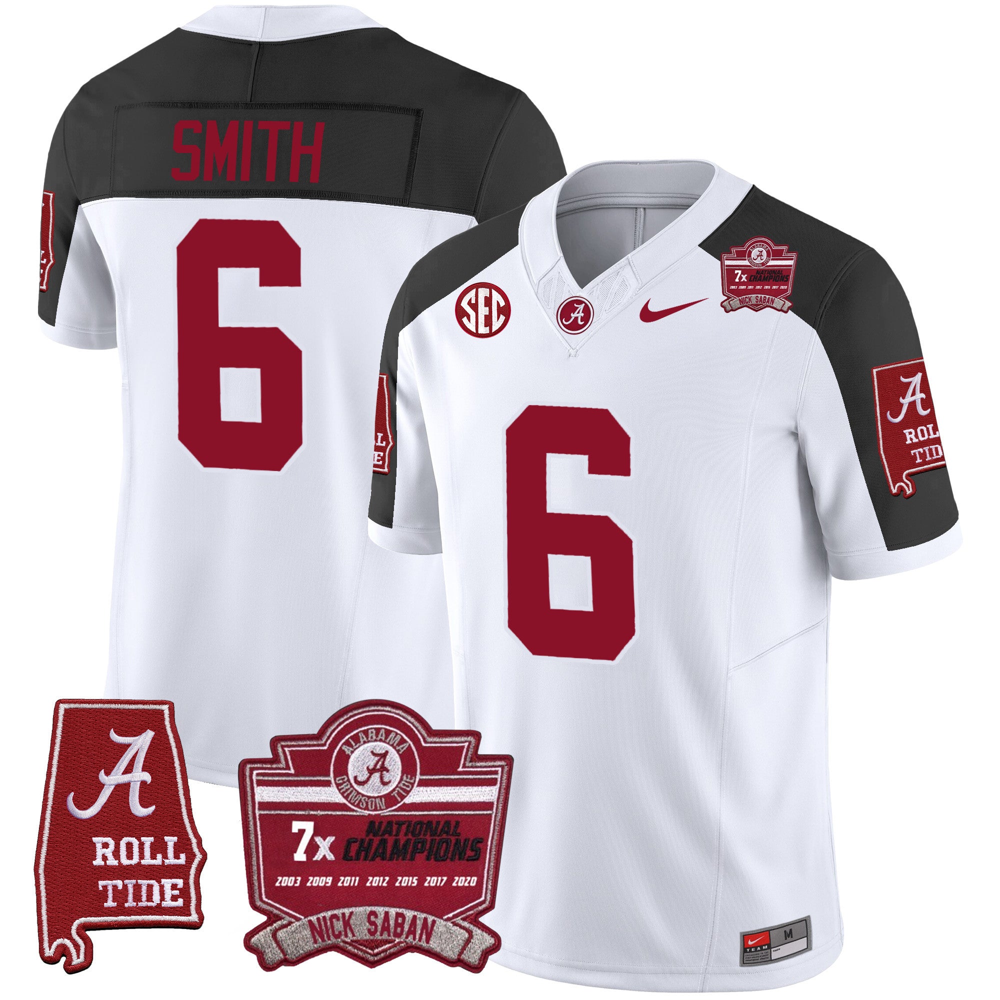 Men's Alabama Crimson Tide Nick Saban 7x Champions Patch Vapor Jersey - All Stitched