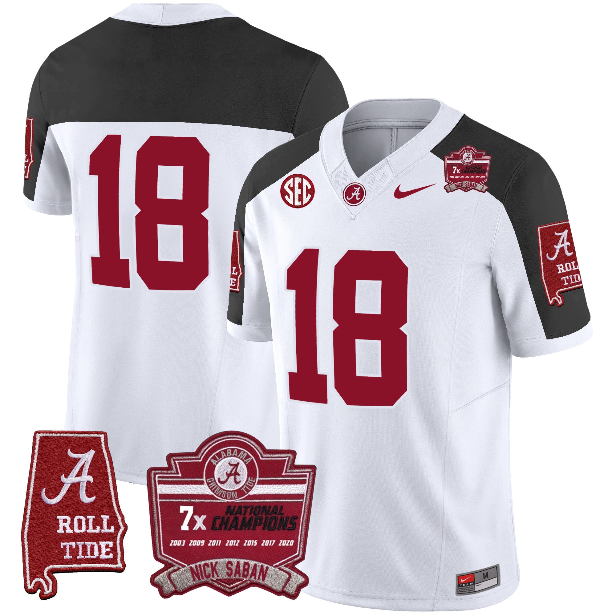 Men's Alabama Crimson Tide Nick Saban 7x Champions Patch Vapor Jersey - All Stitched