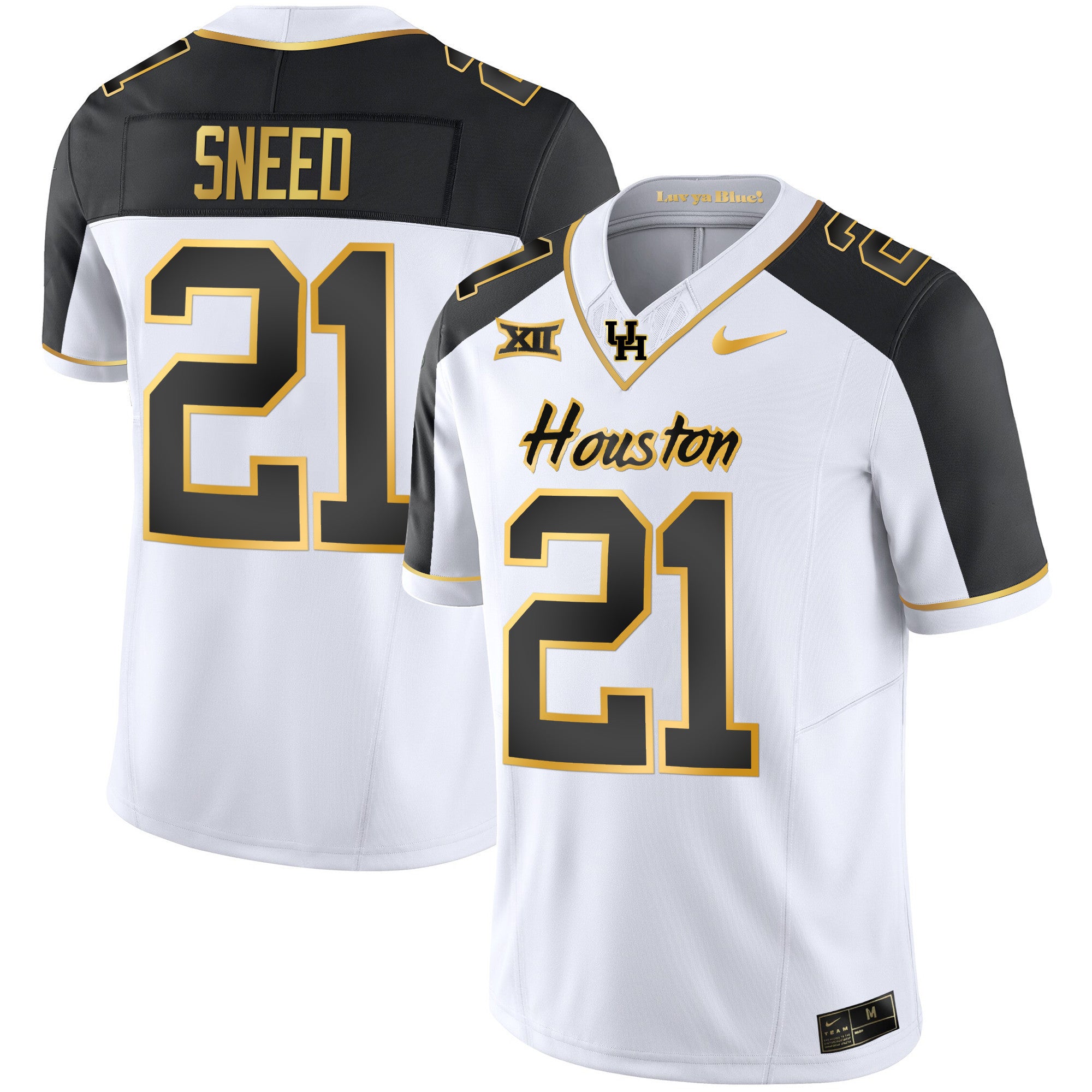 Men's Houston Cougars 2023 Oilers Inspired Gold Jersey - All Stitched