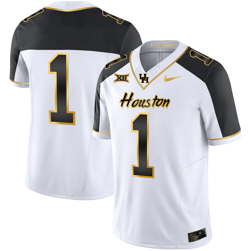 Men's Houston Cougars 2023 Oilers Inspired Gold Jersey - All Stitched