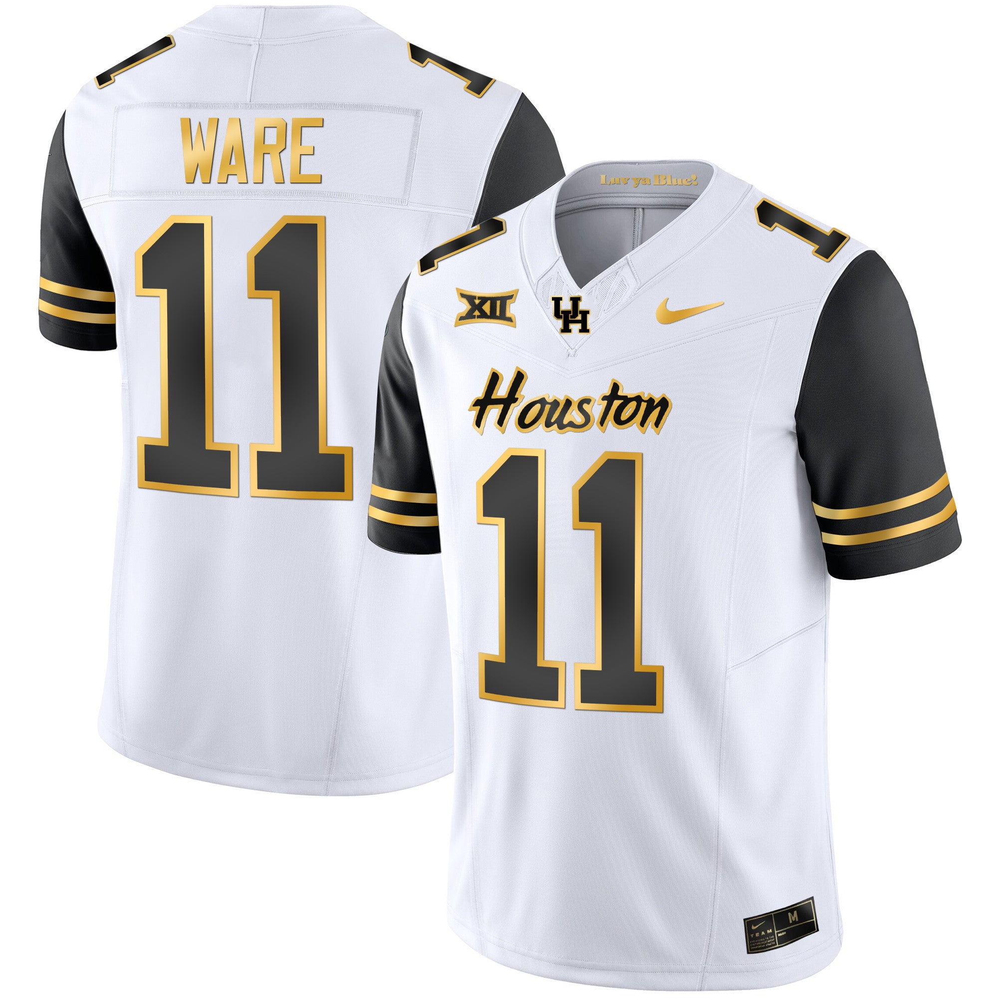 Men's Houston Cougars 2023 Oilers Inspired Gold Jersey - All Stitched