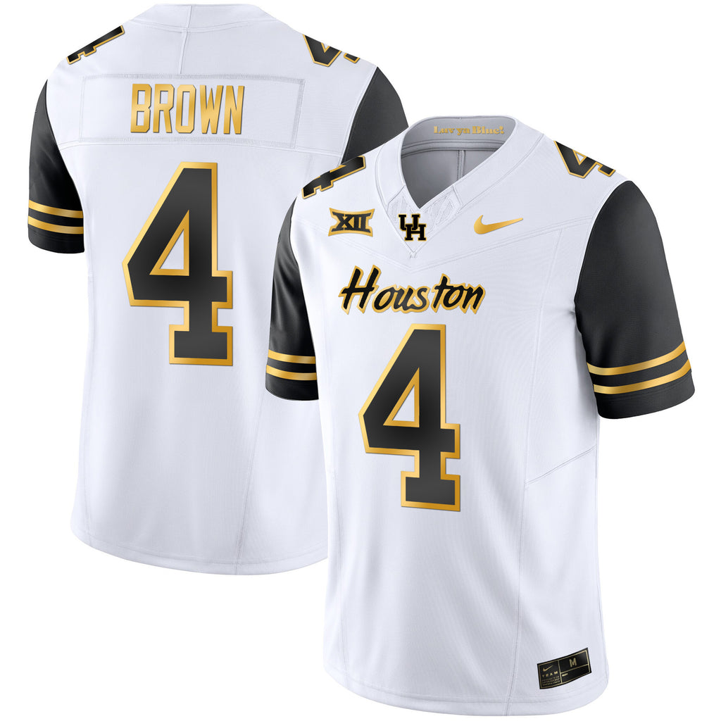 Men's Houston Cougars 2023 Oilers Inspired Gold Jersey - All Stitched