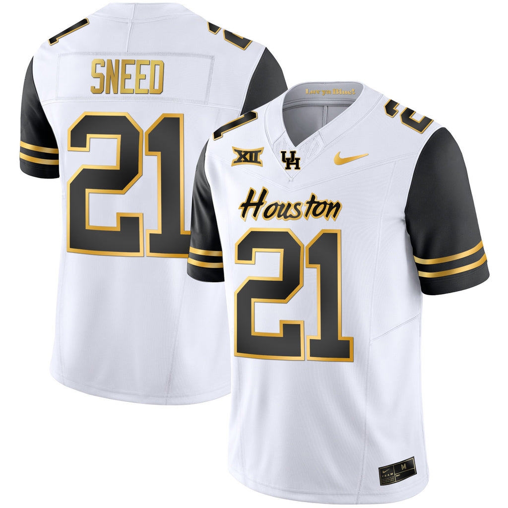 Men's Houston Cougars 2023 Oilers Inspired Gold Jersey - All Stitched