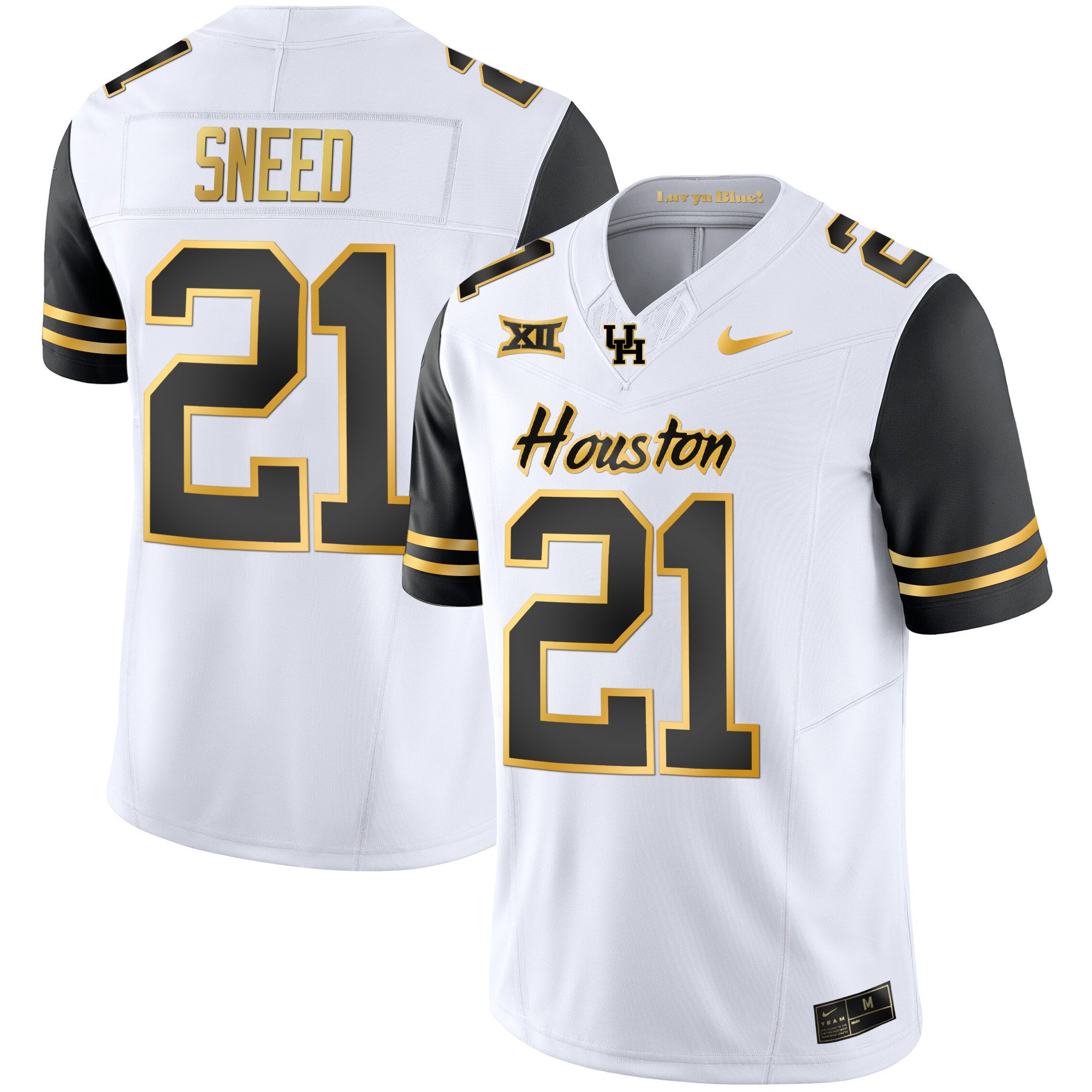 Men's Houston Cougars 2023 Oilers Inspired Gold Jersey - All Stitched